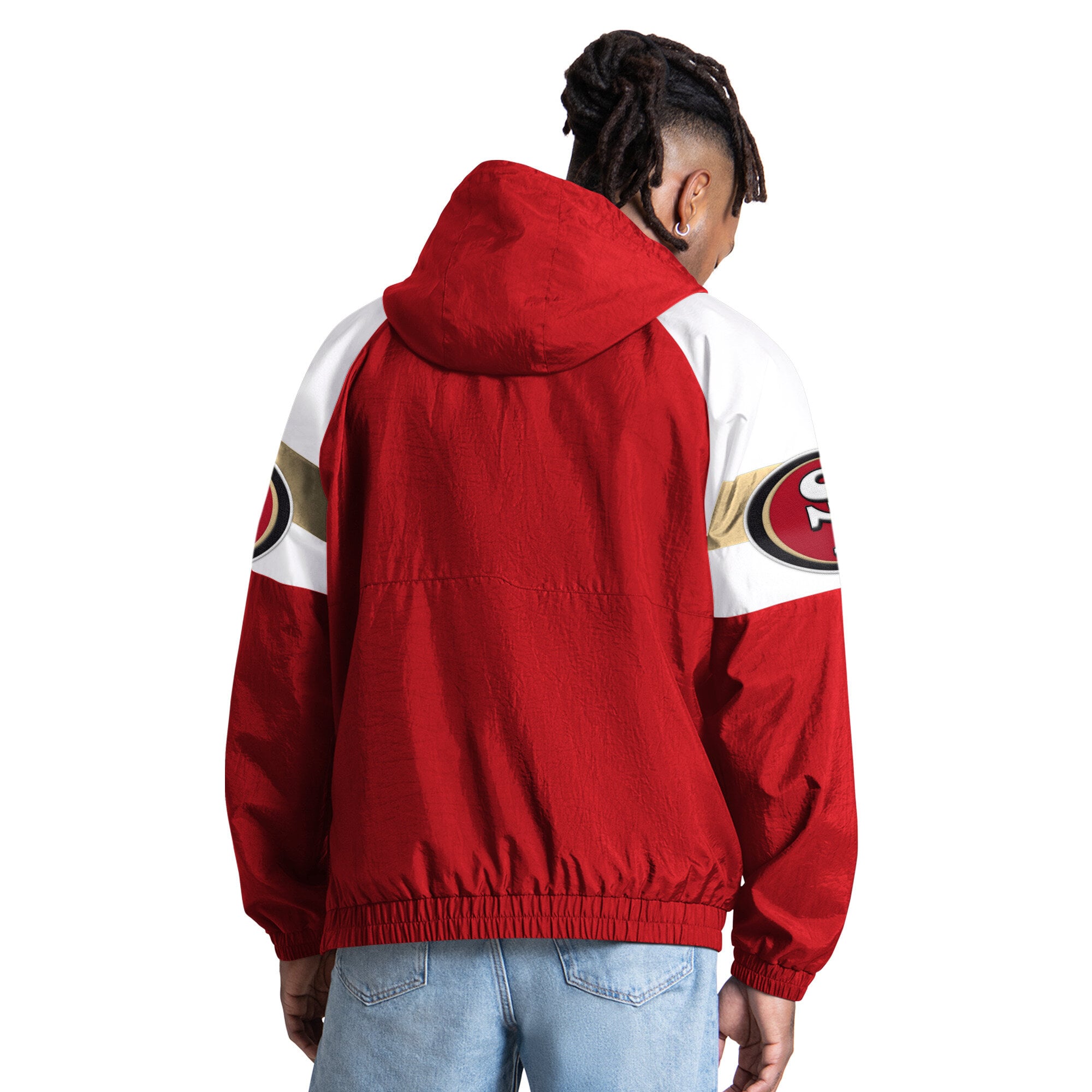 Men's Starter Scarlet San Francisco 49ers Street Cut Half-Zip Jacket