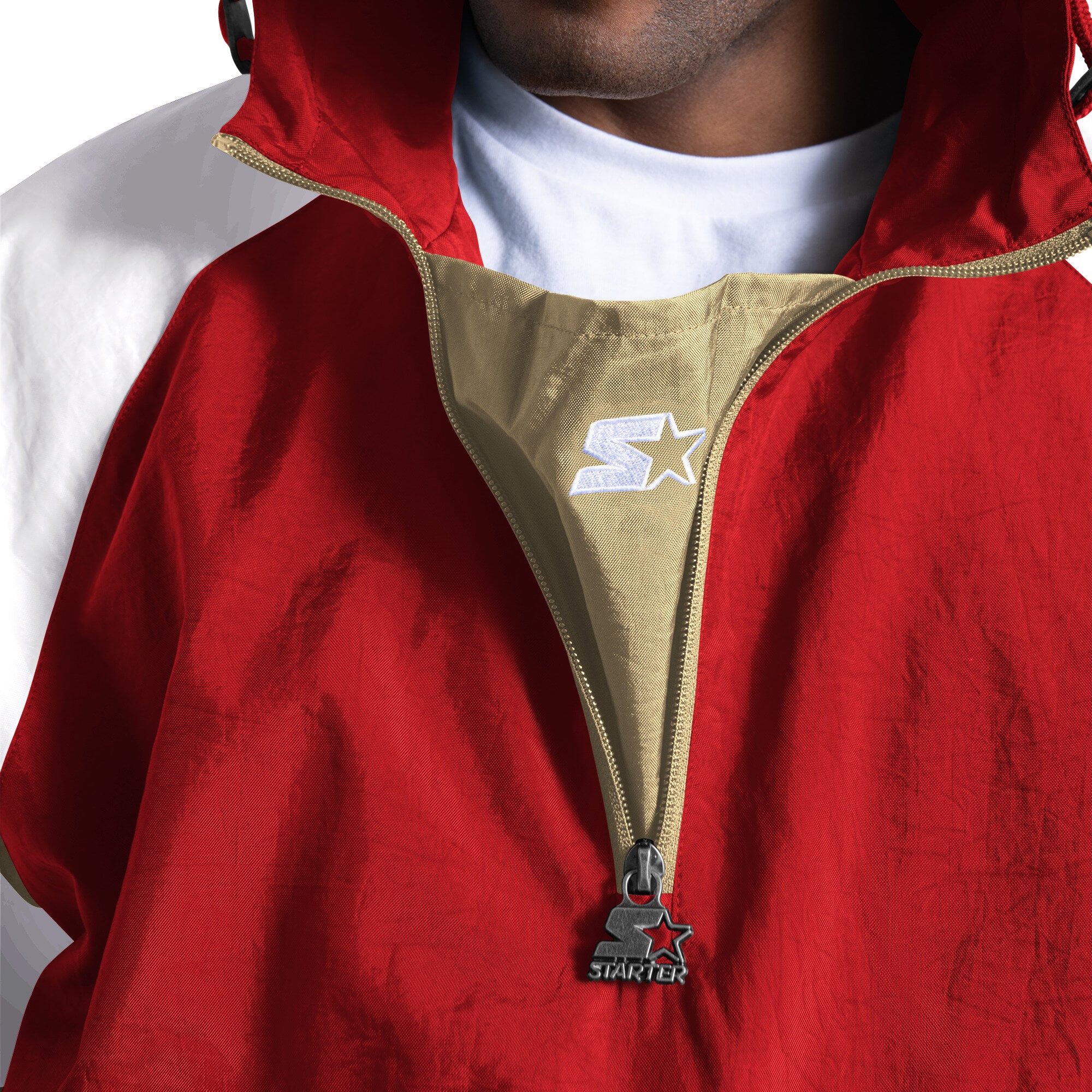 Men's Starter Scarlet San Francisco 49ers Street Cut Half-Zip Jacket
