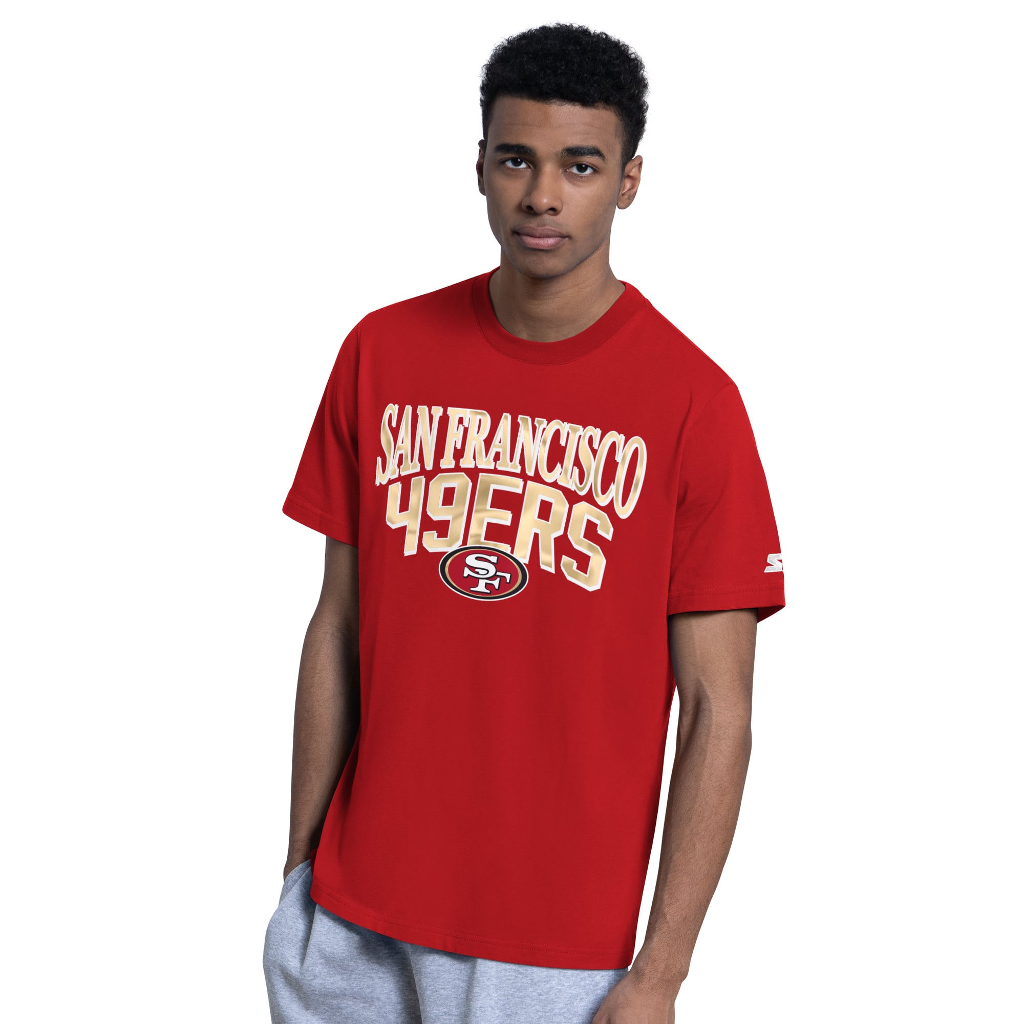 Lot de deux t-shirts à logo Starter pour homme, coloris écarlate/gris chiné, San Francisco 49ers