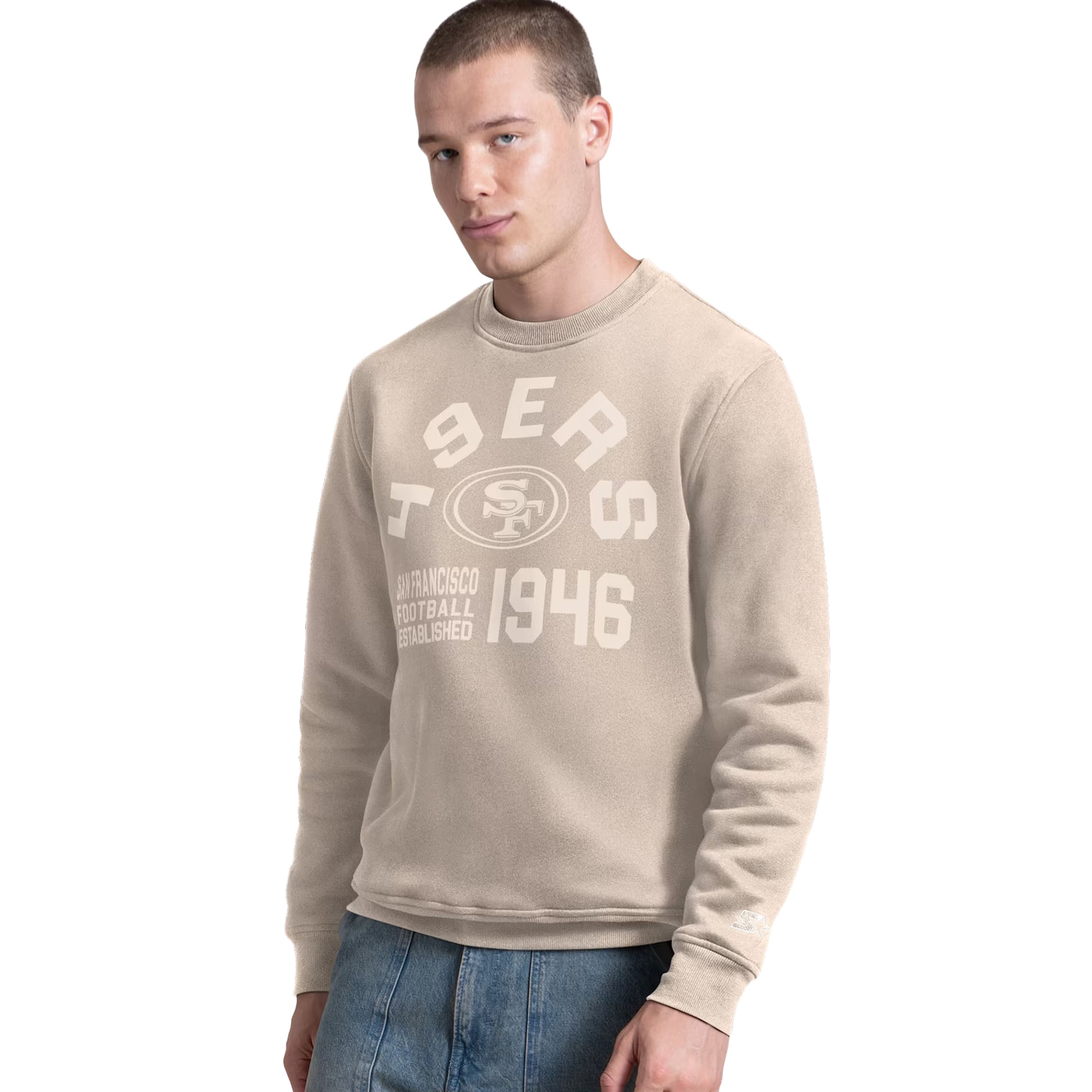 Sweat-shirt à col rond en polaire Starter Tan San Francisco 49ers pour homme
