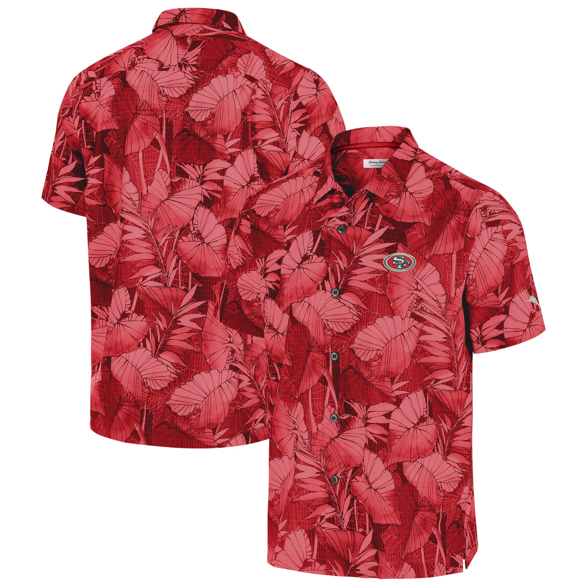 Chemise boutonnée Tommy Bahama bordeaux San Francisco 49ers pour homme, grandes tailles, Coast Nuevo Fronds IslandZone