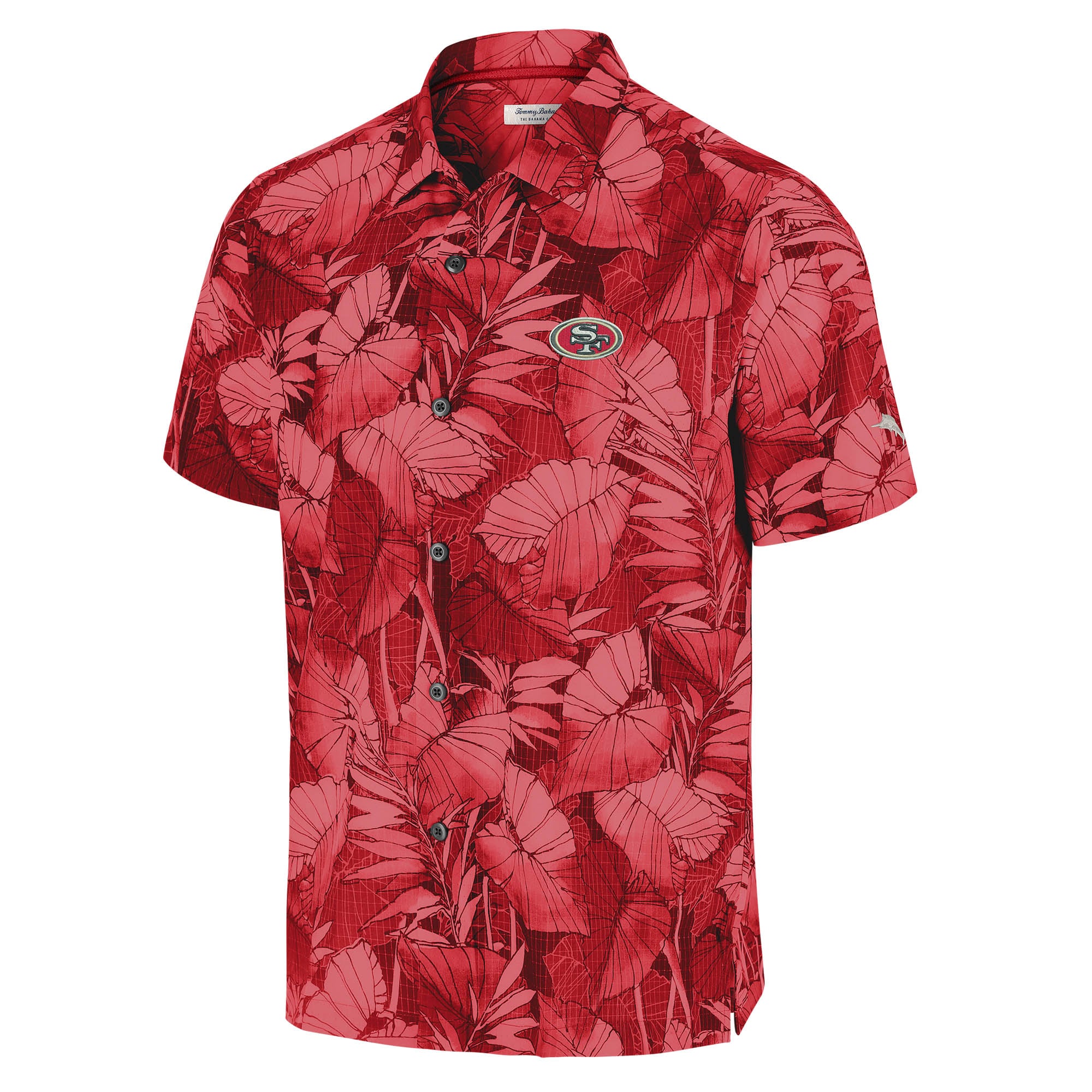 Chemise boutonnée Tommy Bahama bordeaux San Francisco 49ers pour homme, grandes tailles, Coast Nuevo Fronds IslandZone