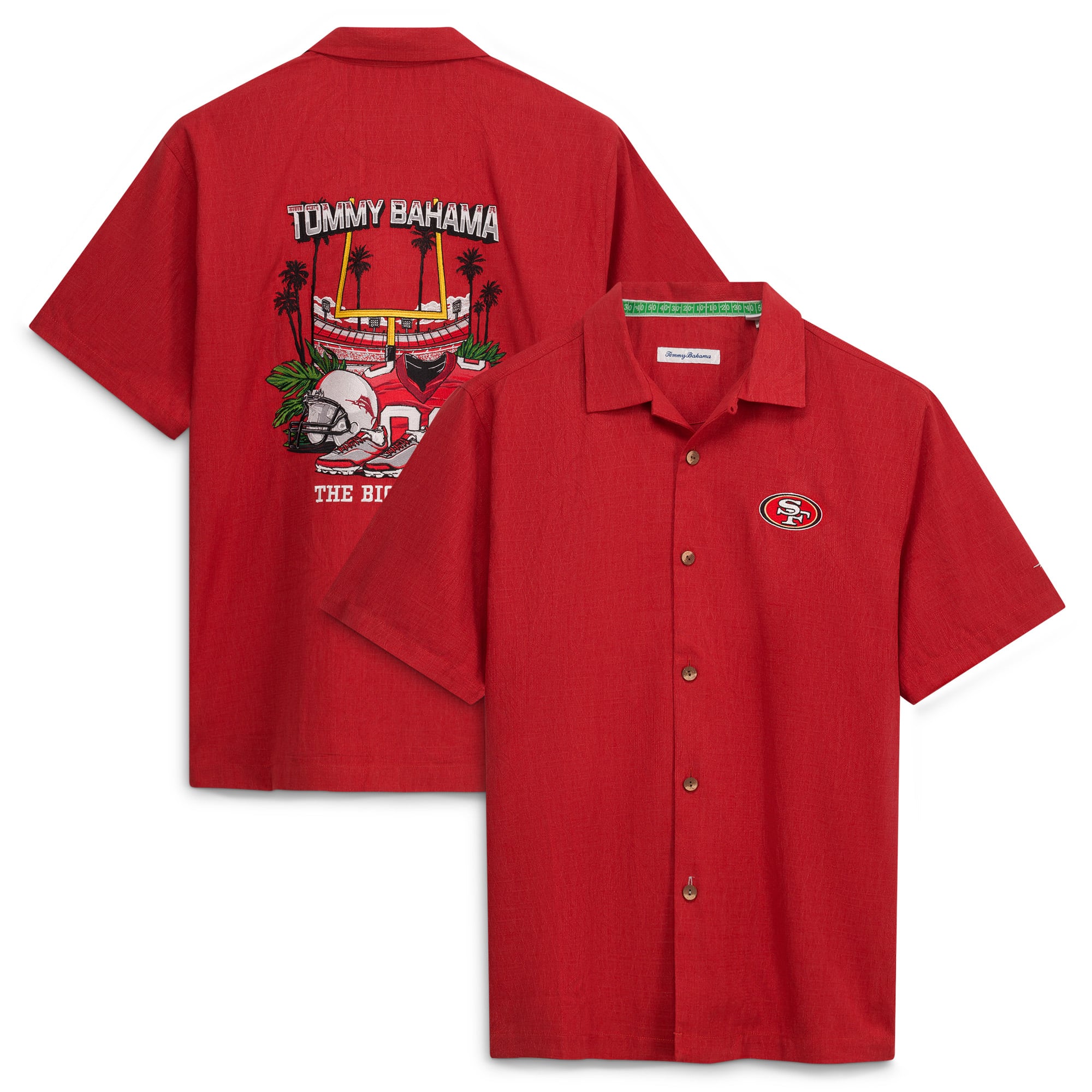 Chemise boutonnée Tommy Bahama Scarlet San Francisco 49ers Endzone Paradise IslandZone pour homme