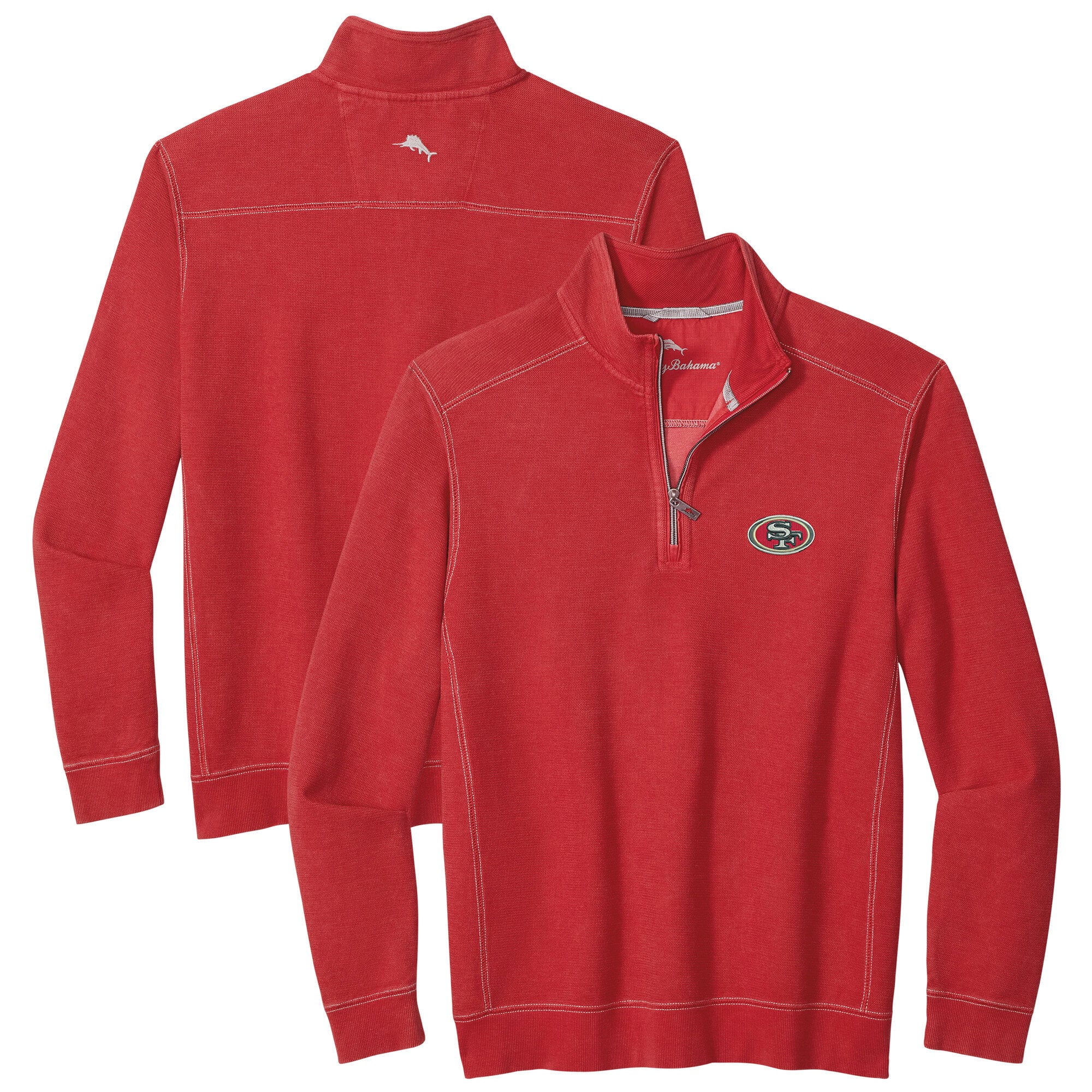 Men's Tommy Bahama Scarlet San Francisco 49ers Sport Tobago Half-Zip Pullover