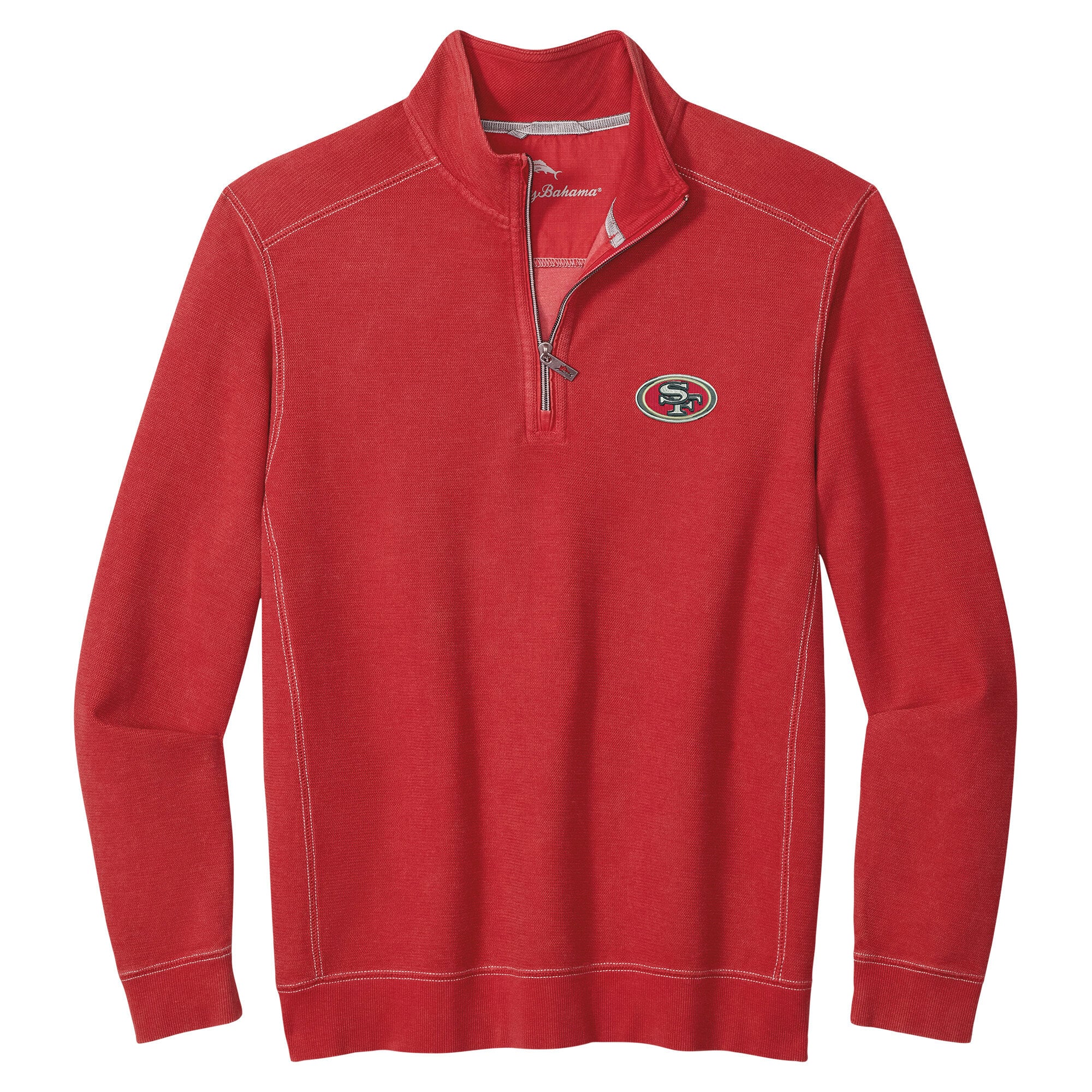 Men's Tommy Bahama Scarlet San Francisco 49ers Sport Tobago Half-Zip Pullover