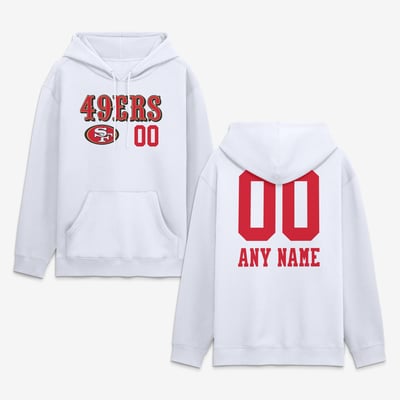 San Francisco 49ers  Touchdown Wordmark Personalized Name & Number Hoodie - White