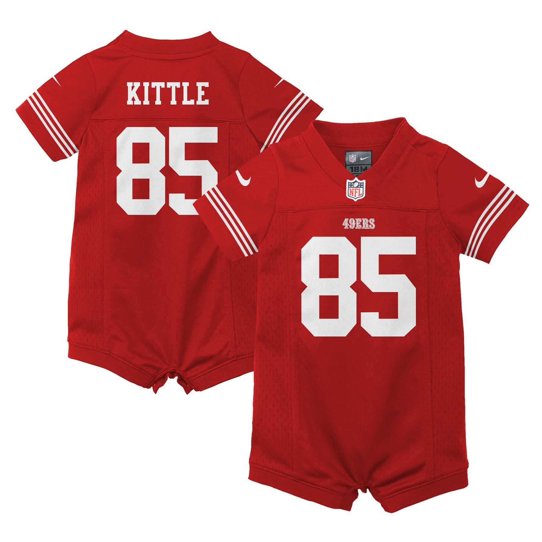 Newborn Nike George Kittle Scarlet San Francisco 49ers Romper Game Jersey