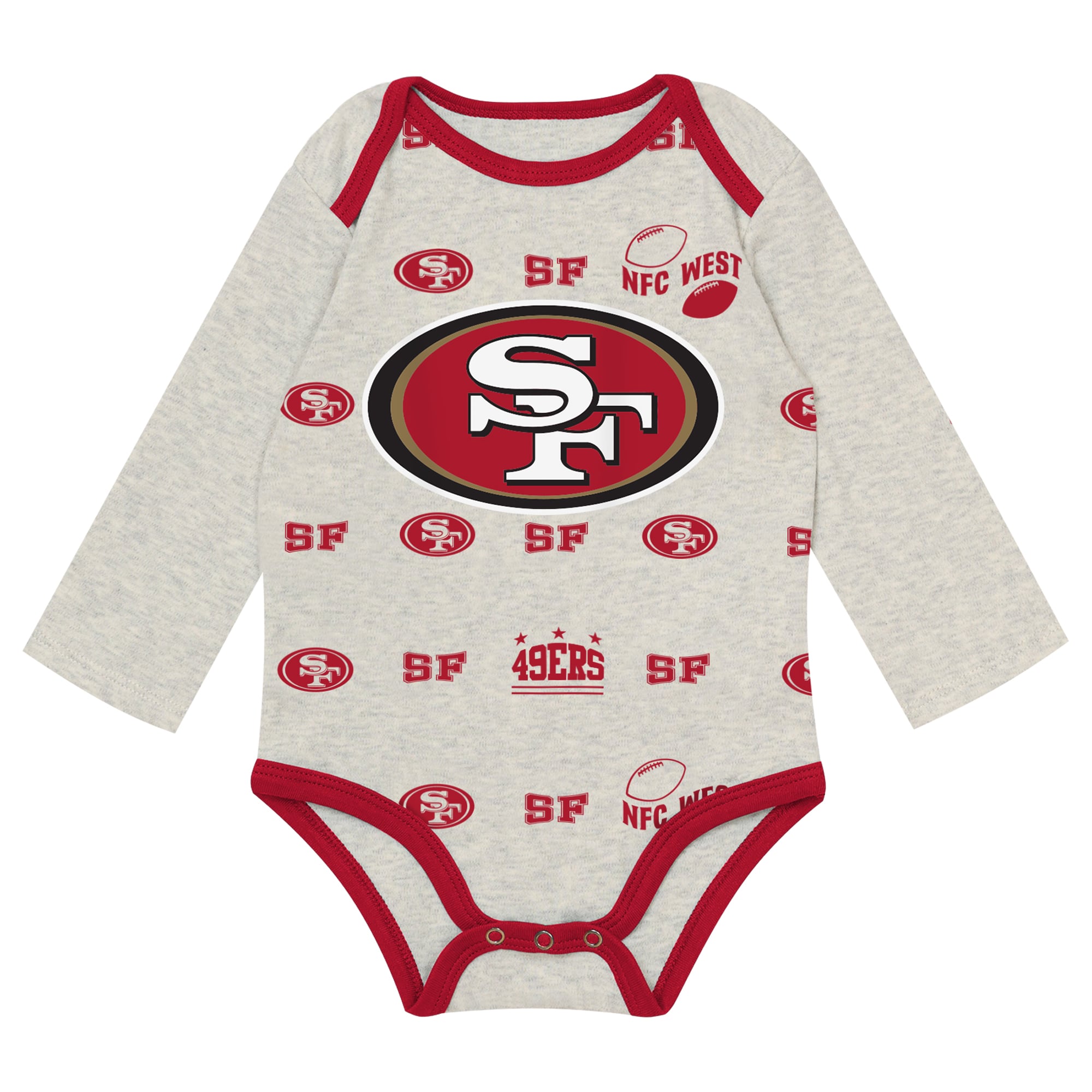 Ensemble pantalon et bonnet 3 pièces Outerstuff gris chiné San Francisco 49ers Huddles & Giggles pour nouveau-né