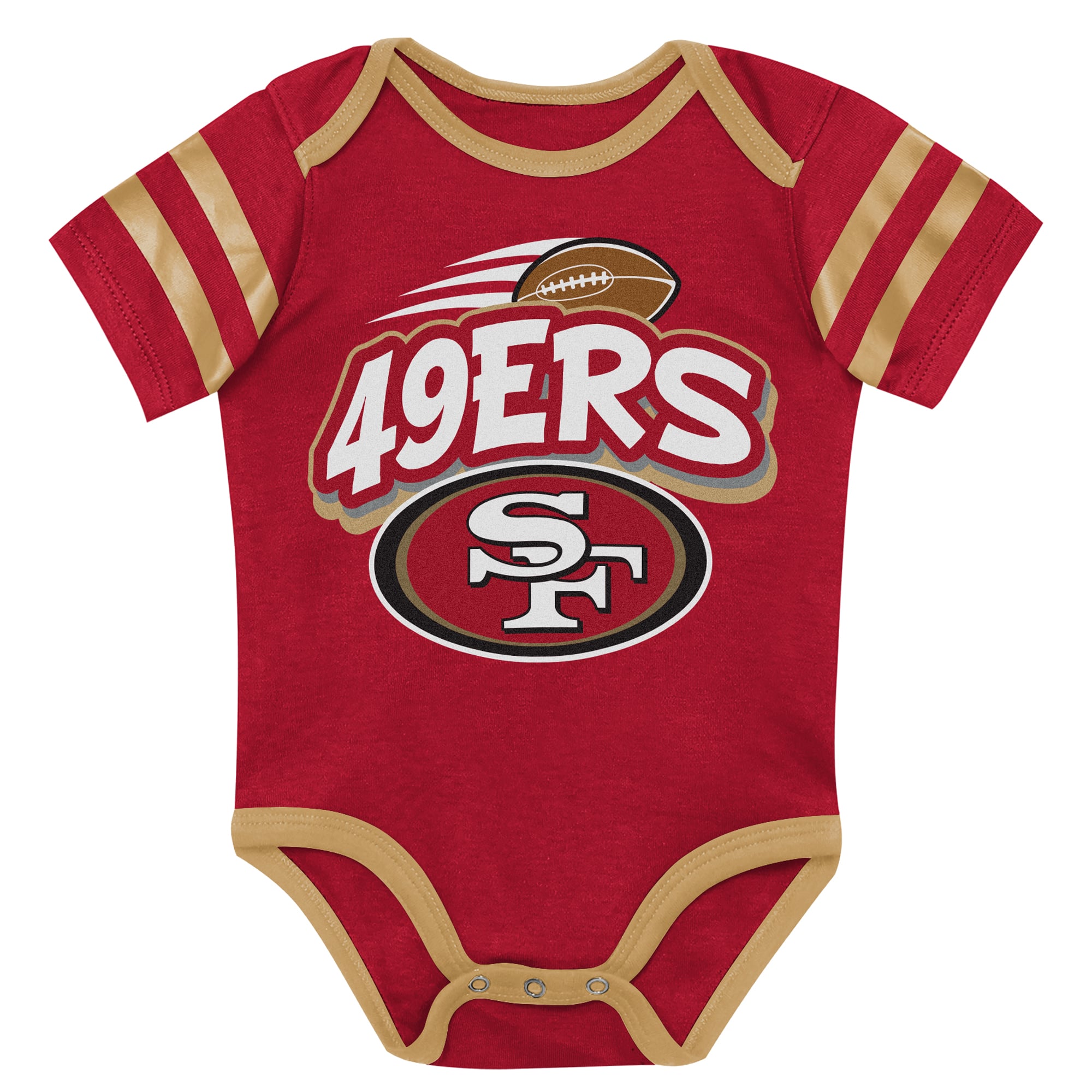 Ensemble body, bavoir et bonnet à revers Outerstuff Scarlet San Francisco 49ers pour nouveau-né