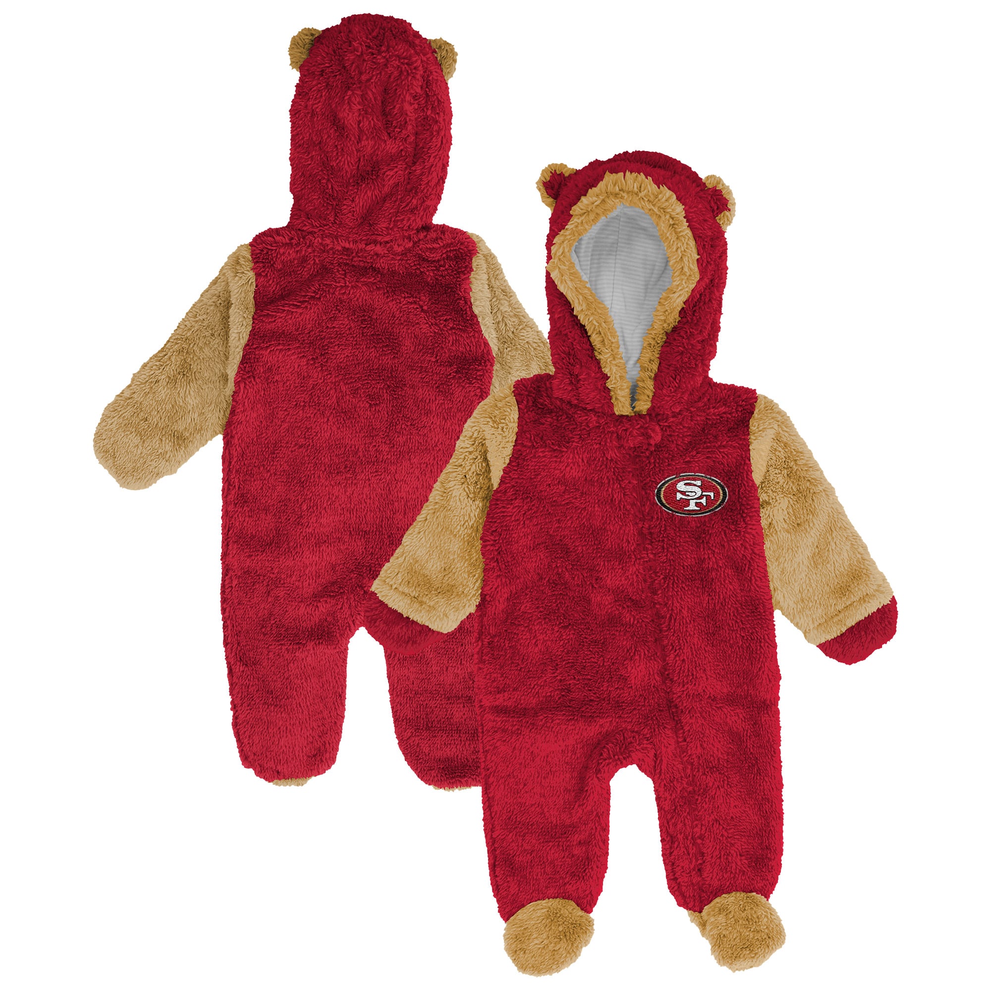 Newborn Outerstuff Scarlet San Francisco 49ers Teddy Fleece Bunting Full-Zip Sleeper