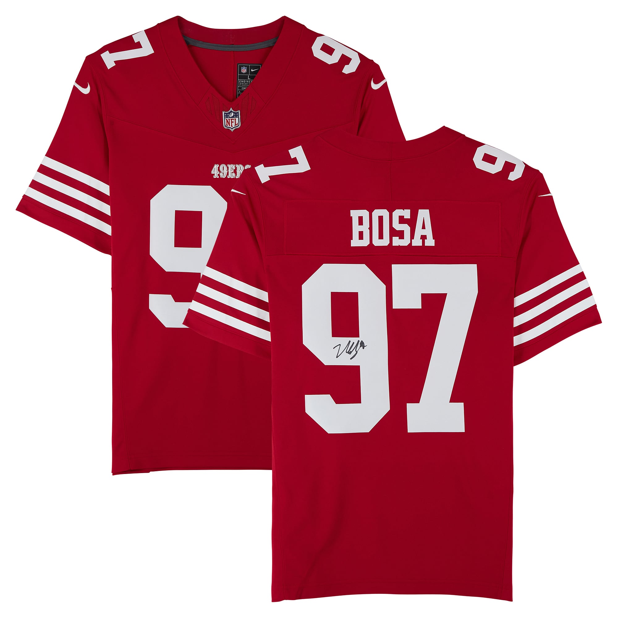 Maillot Nike Vapor Fuse rouge en édition limitée, autographié par Nick Bosa des 49ers de San Francisco