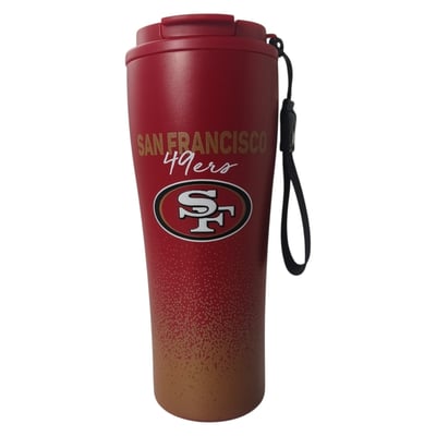 San Francisco 49ers Pegasus 20oz Splatter Script Stainless Steel ProSip Coffee Cup with Strap