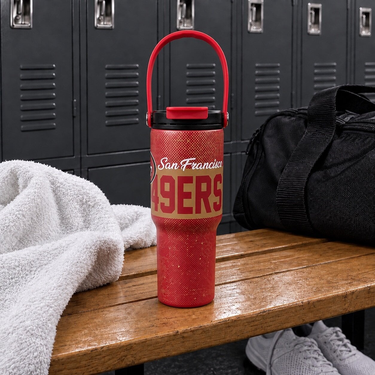 Pegasus San Francisco 49ers 24oz. Speckled Gradient Stainless Steel Dual Top Water Bottle