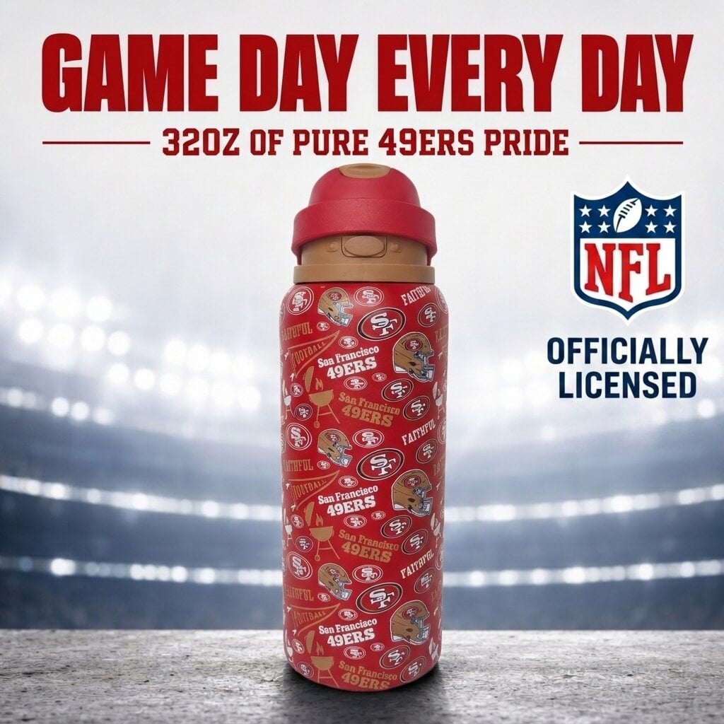 Gourde Pegasus San Francisco 49ers 32 oz, fanion de match, en acier inoxydable ProPress