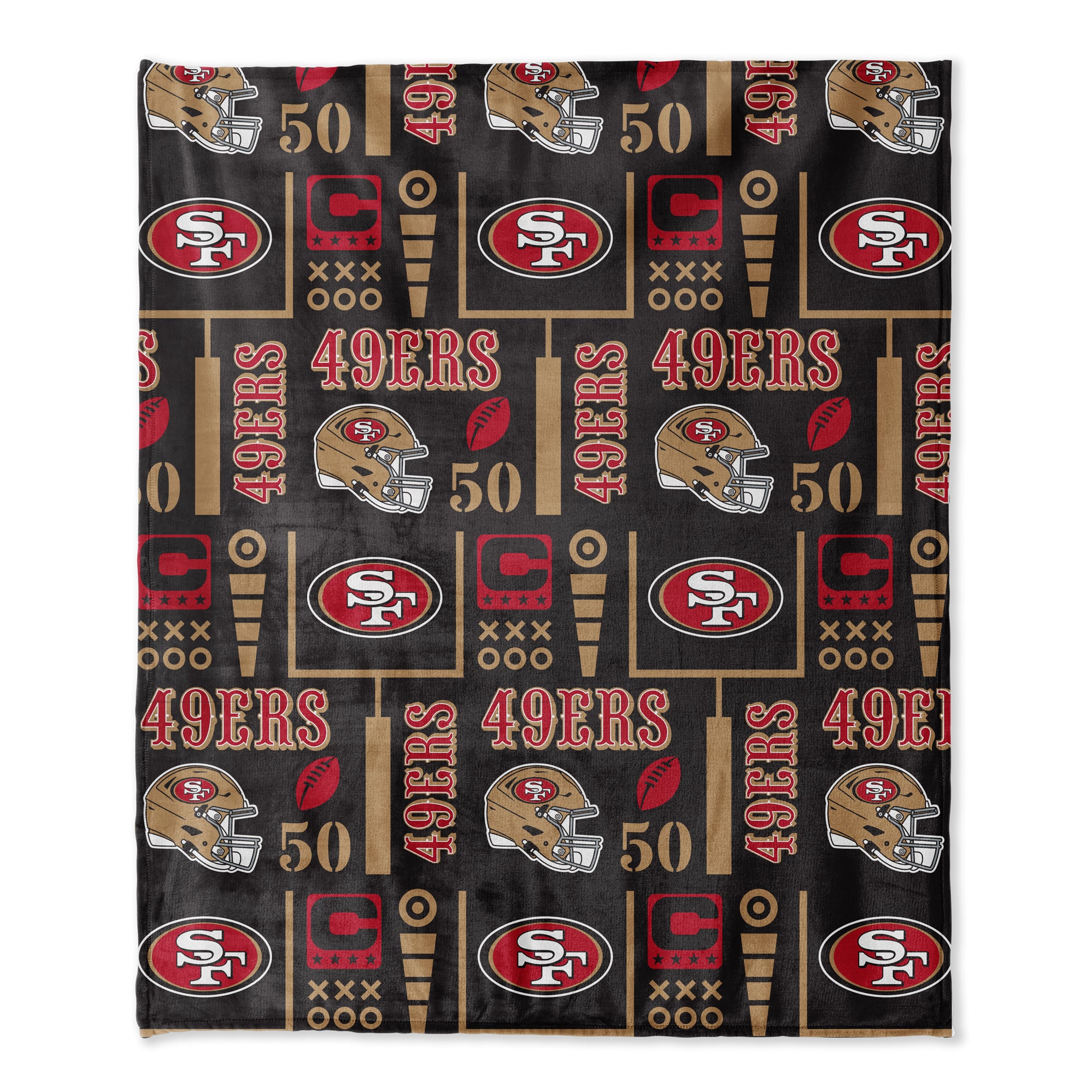 Pegasus San Francisco 49ers 50" x 60" Blackout Team Spirit Ultra Soft Throw & Plush Football Combo Pack