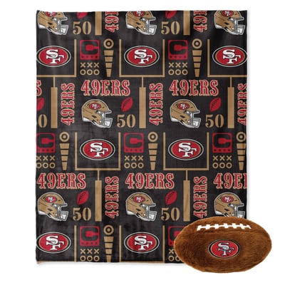 San Francisco 49ers Pegasus 50" x 60" Blackout Team Spirit Ultra Soft Throw & Plush Football Combo Pack