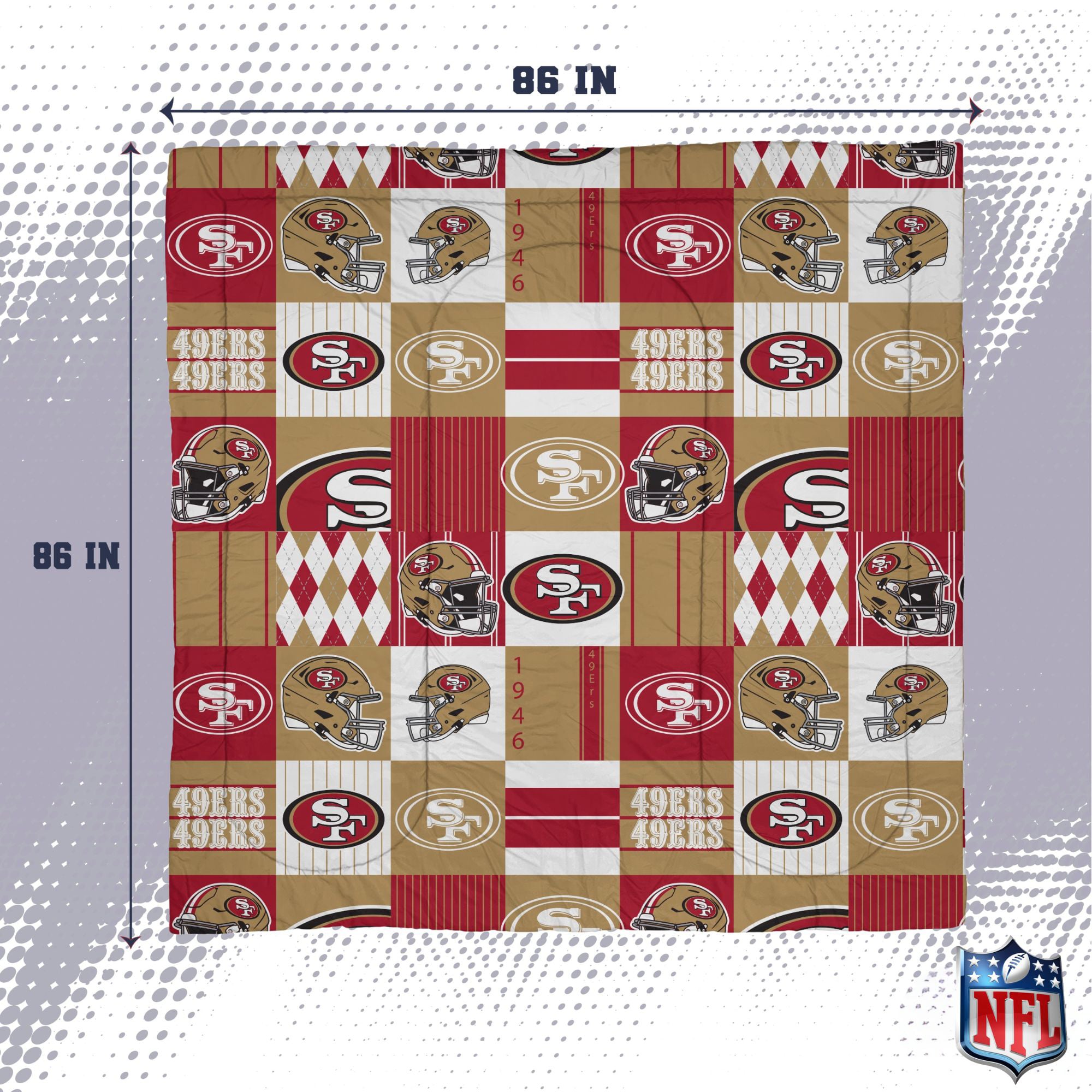 Pegasus San Francisco 49ers Patchwork Plaid Three-Piece Full/Queen Bed in a Bag Set