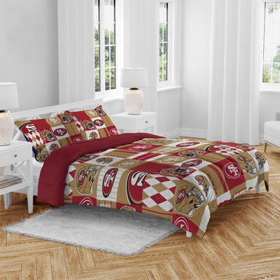 San Francisco 49ers Pegasus Patchwork Plaid Three-Piece Full/Queen Bed in a Bag Set
