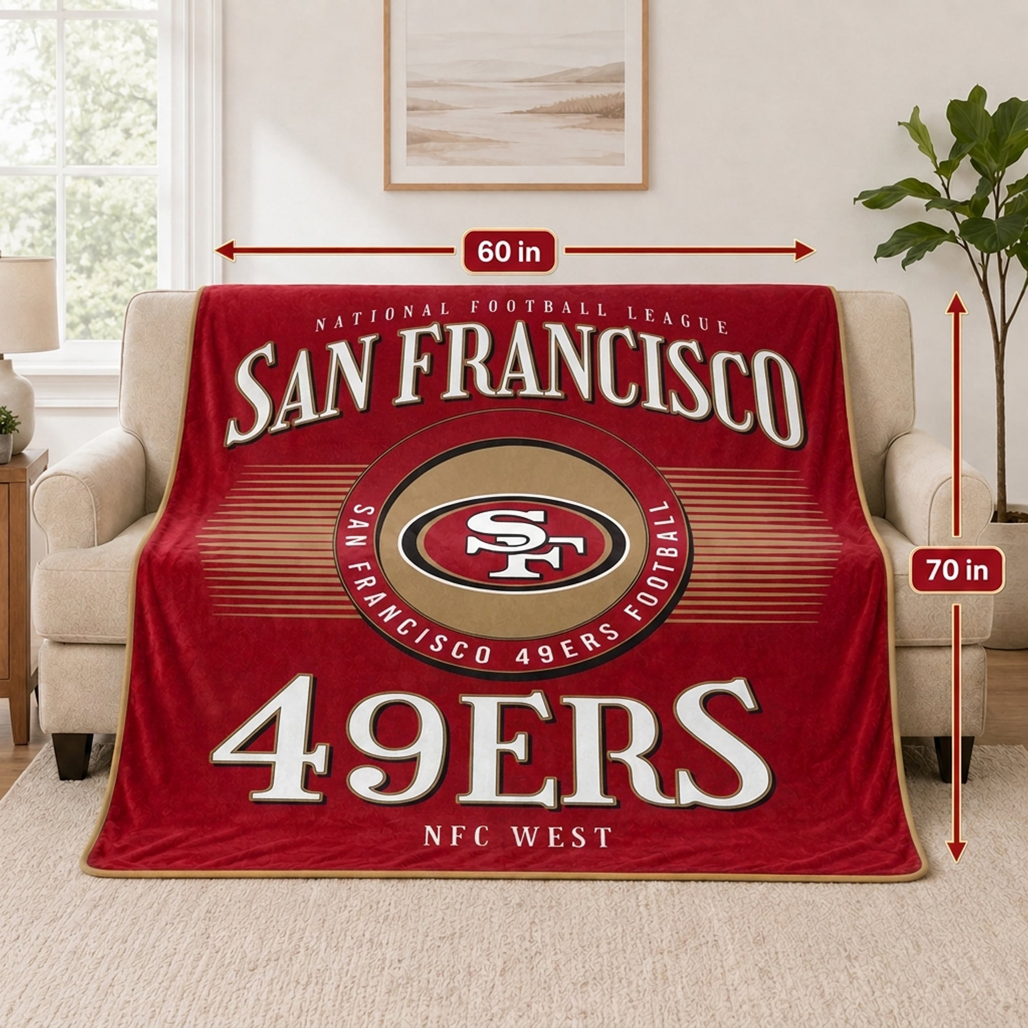 Pegasus San Francisco 49ers Spotlight Arch 60" x 70" Ultra Soft Throw Blanket