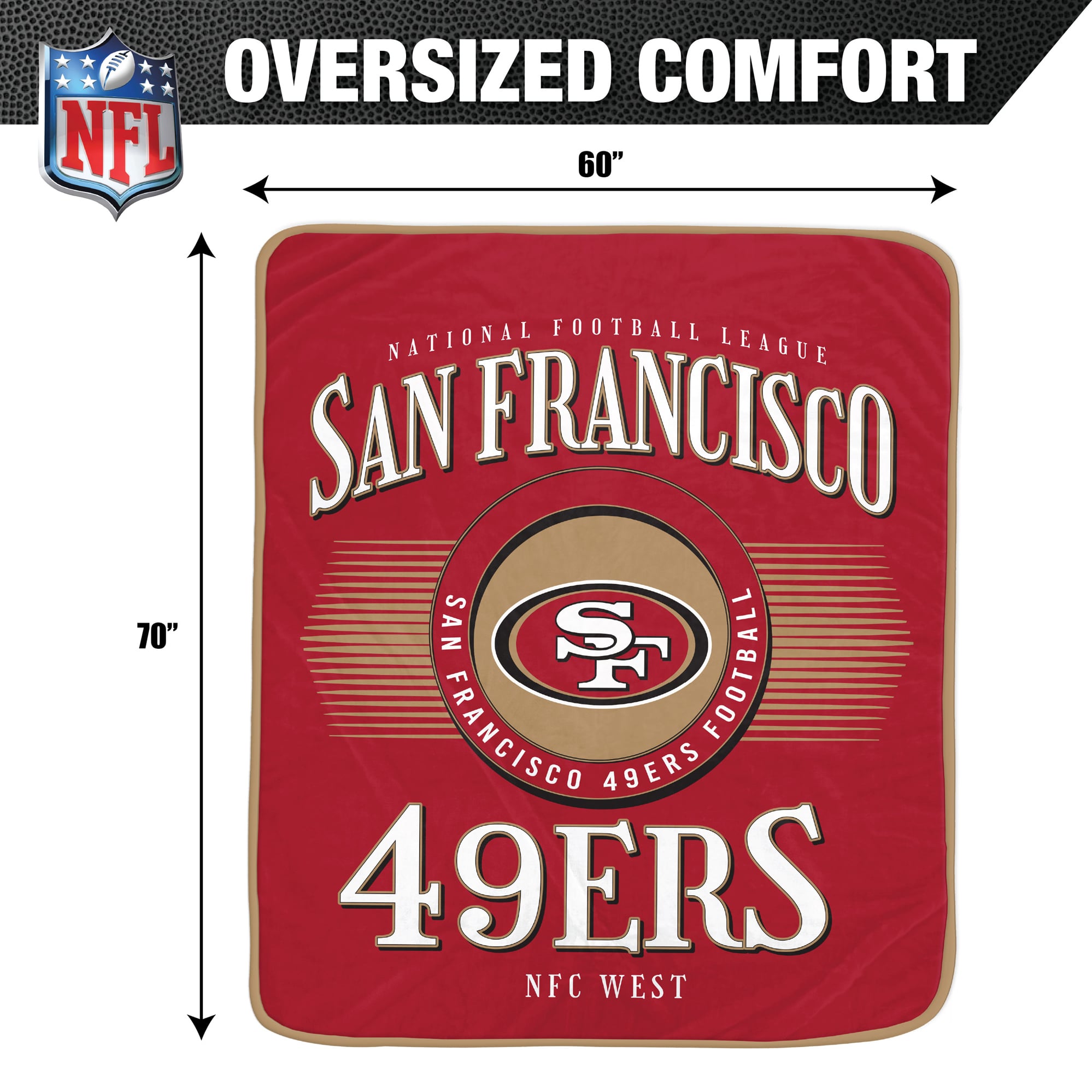 Pegasus San Francisco 49ers Spotlight Arch 60" x 70" Ultra Soft Throw Blanket