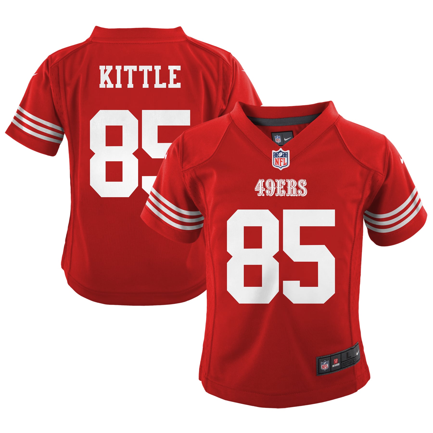 Maillot de match Nike George Kittle Scarlet des San Francisco 49ers pour enfants d'âge préscolaire