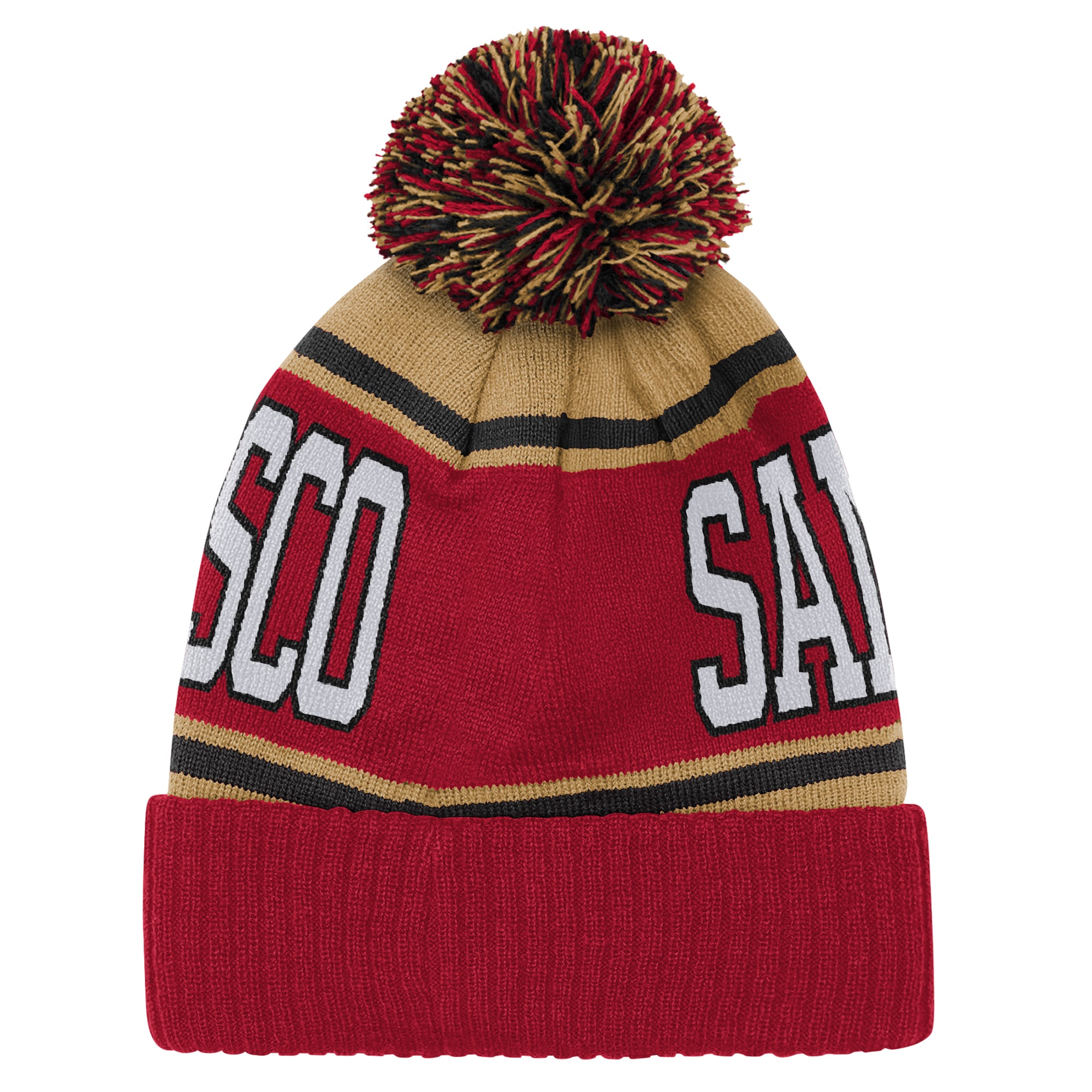 Preschool Outerstuff Scarlet San Francisco 49ers True Edge Cuffed Knit Hat with Pom