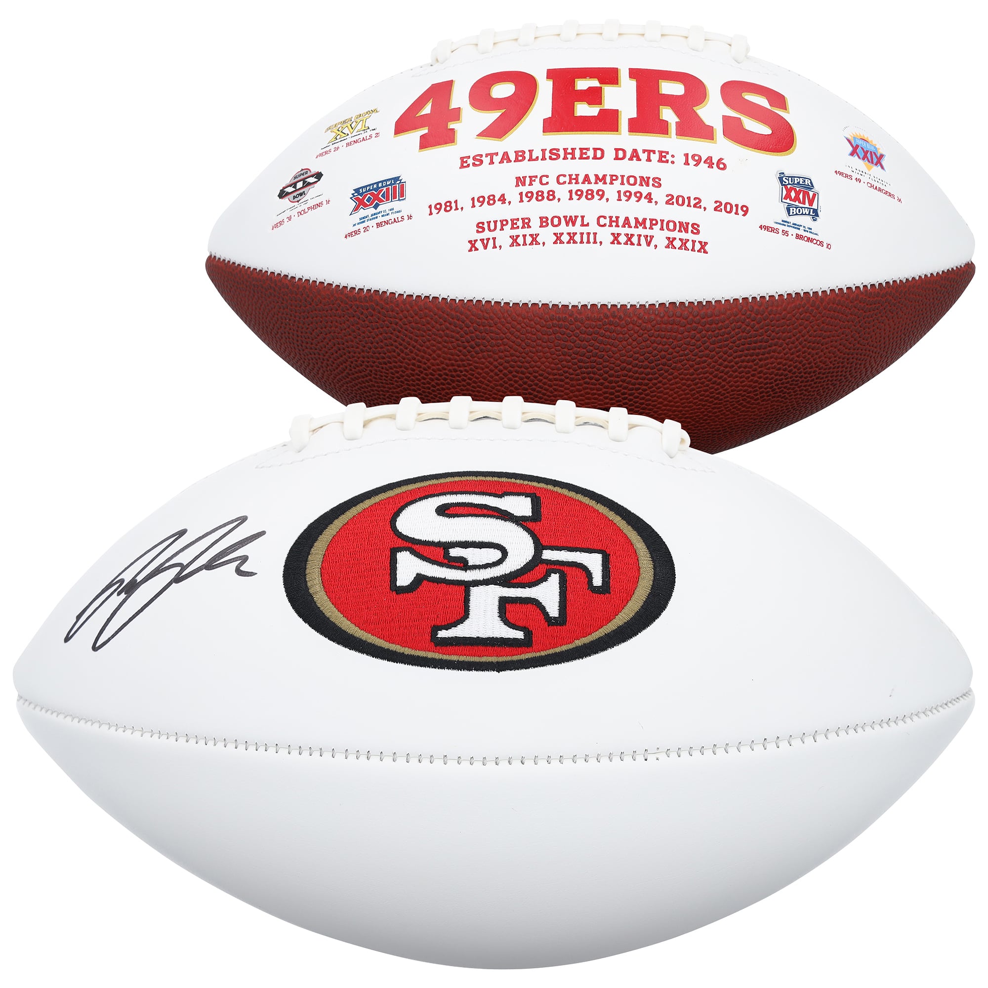 Ballon de football américain Wilson Rawlings autographié par Ricky Pearsall des 49ers de San Francisco