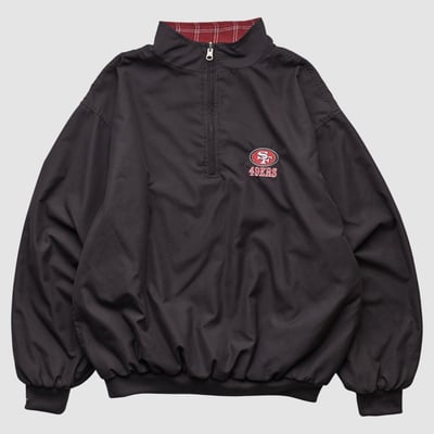 San Francisco 49ers Antigua 2000s 1/2 Zip Jacket - Black - L by Fanatics Real Vintage