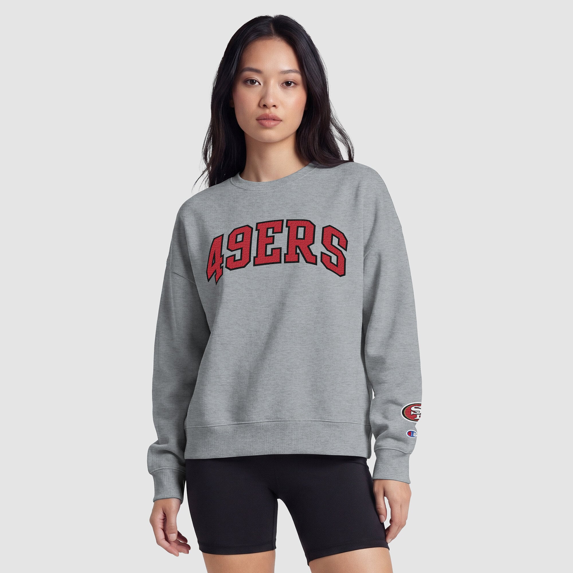 Sweat-shirt à doublure contrastée pour femme des 49ers de San Francisco - Gris chiné