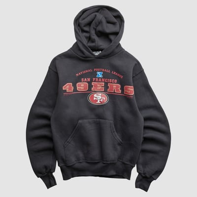 San Francisco 49ers Lee Apparel 2000s Hooded Pullover Sweatshirt - Black - Yth M by Fanatics Real Vintage