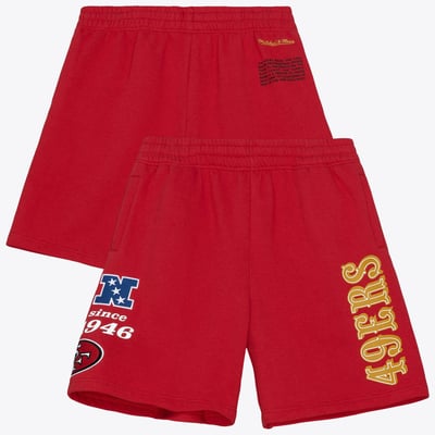 San Francisco 49ers Mitchell & Ness Team Origins Fleece Shorts - Scarlet - Mens