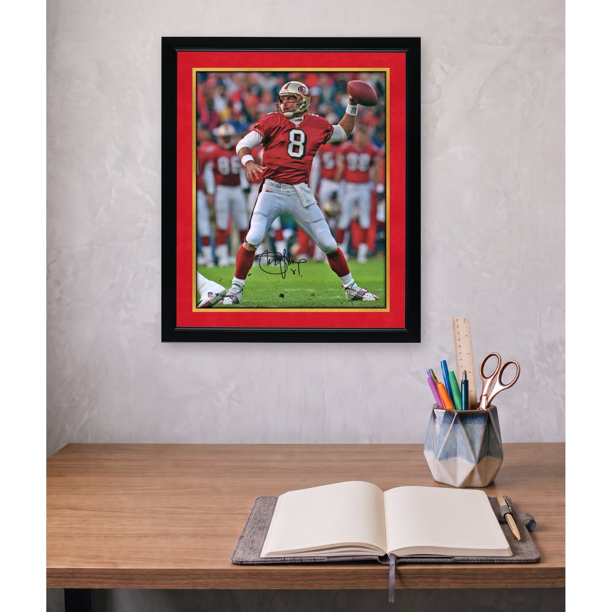 Steve Young San Francisco 49ers Autographed 16" x 20" Scarlet Jersey Passing Photograph