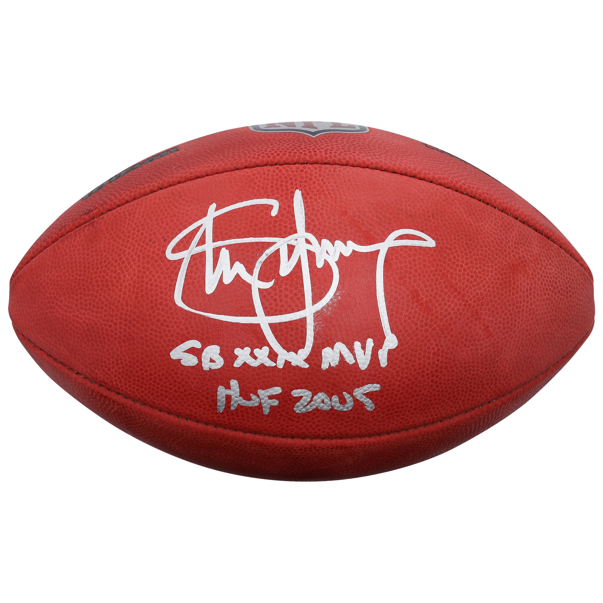 Ballon de football américain Duke Full Color autographié par Steve Young des 49ers de San Francisco, avec inscription « SB XXIX MVP, HOF 2005 ».