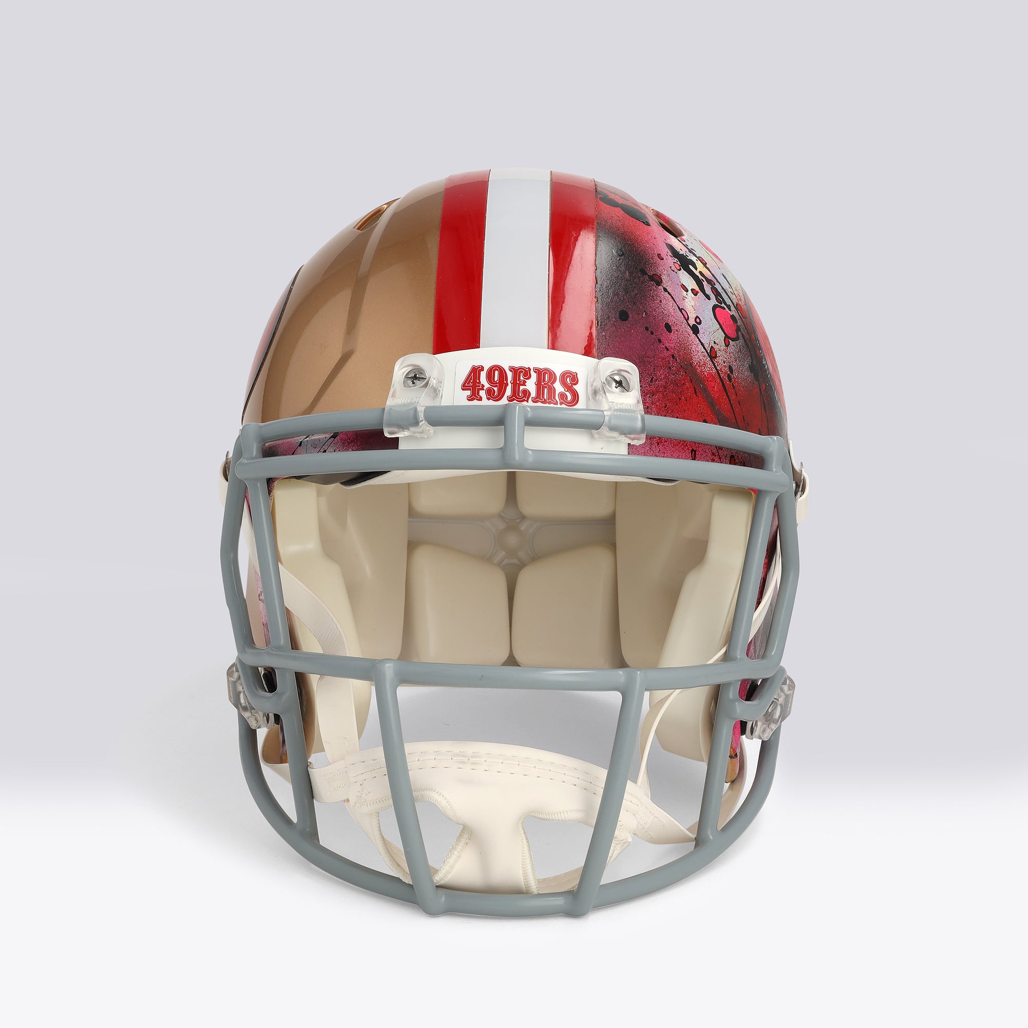 Casque Riddell authentique rétro Speed ​​1964-1995, autographié par Steve Young (San Francisco 49ers) - Illustration de Shawn Voelker - NF70444440