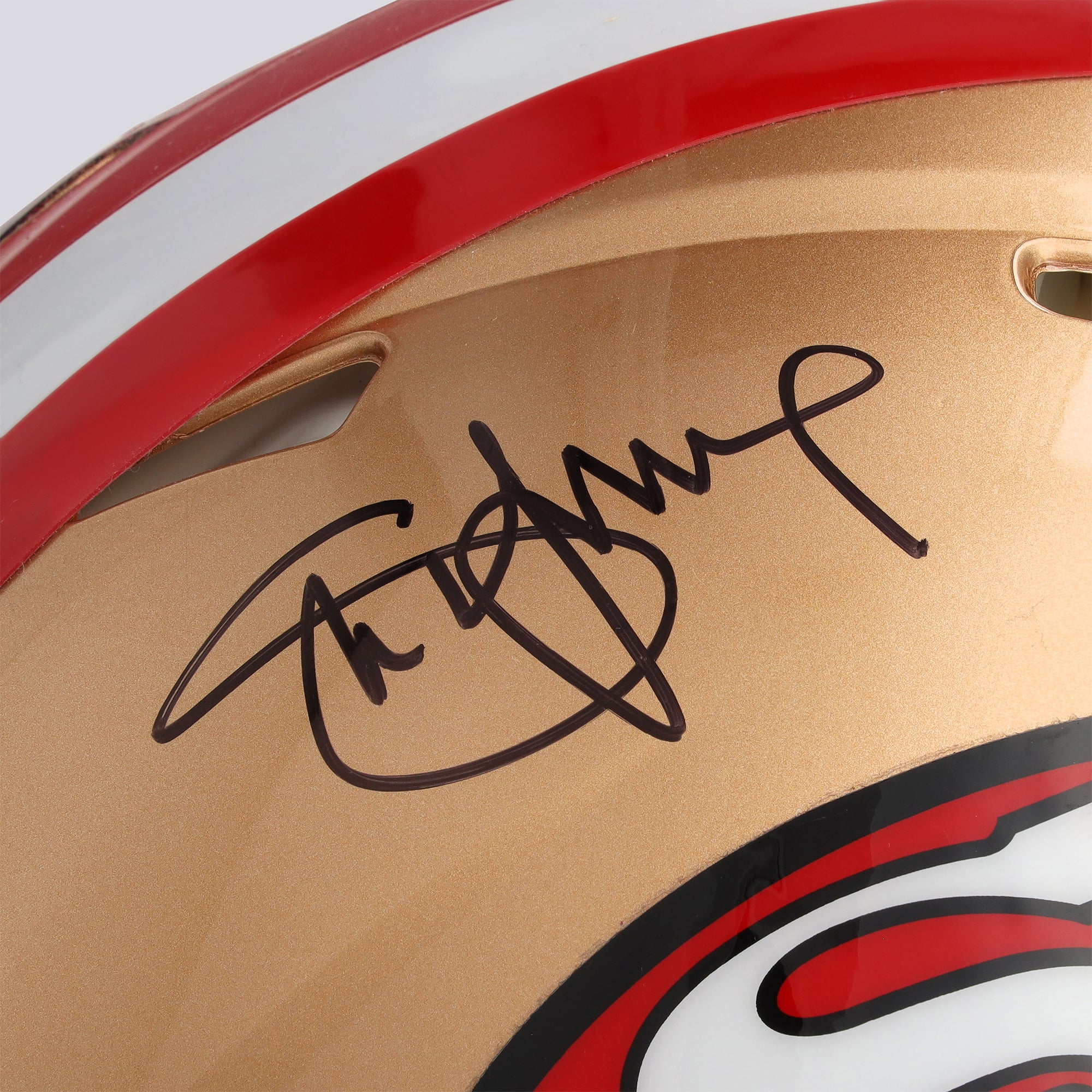 Casque Riddell authentique rétro Speed ​​1964-1995, autographié par Steve Young (San Francisco 49ers) - Illustration de Shawn Voelker - NF70444440
