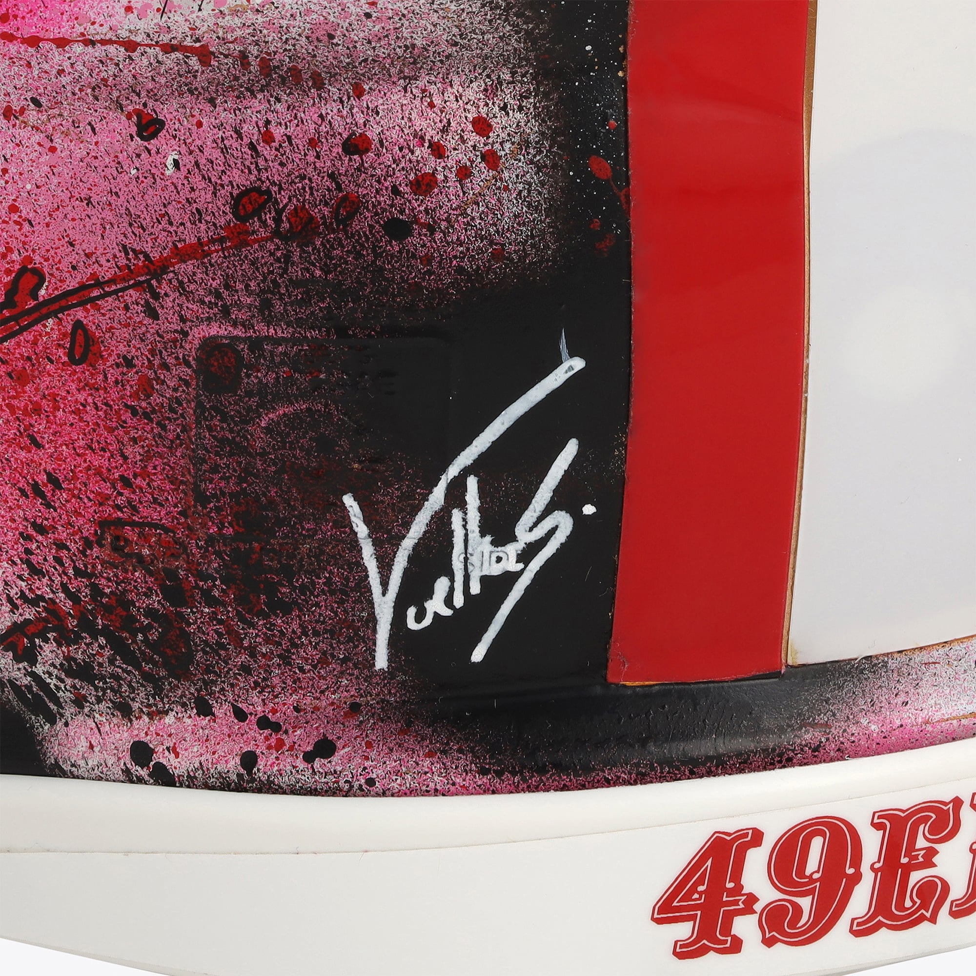 Casque Riddell authentique rétro Speed ​​1964-1995, autographié par Steve Young (San Francisco 49ers) - Illustration de Shawn Voelker - NF70444440