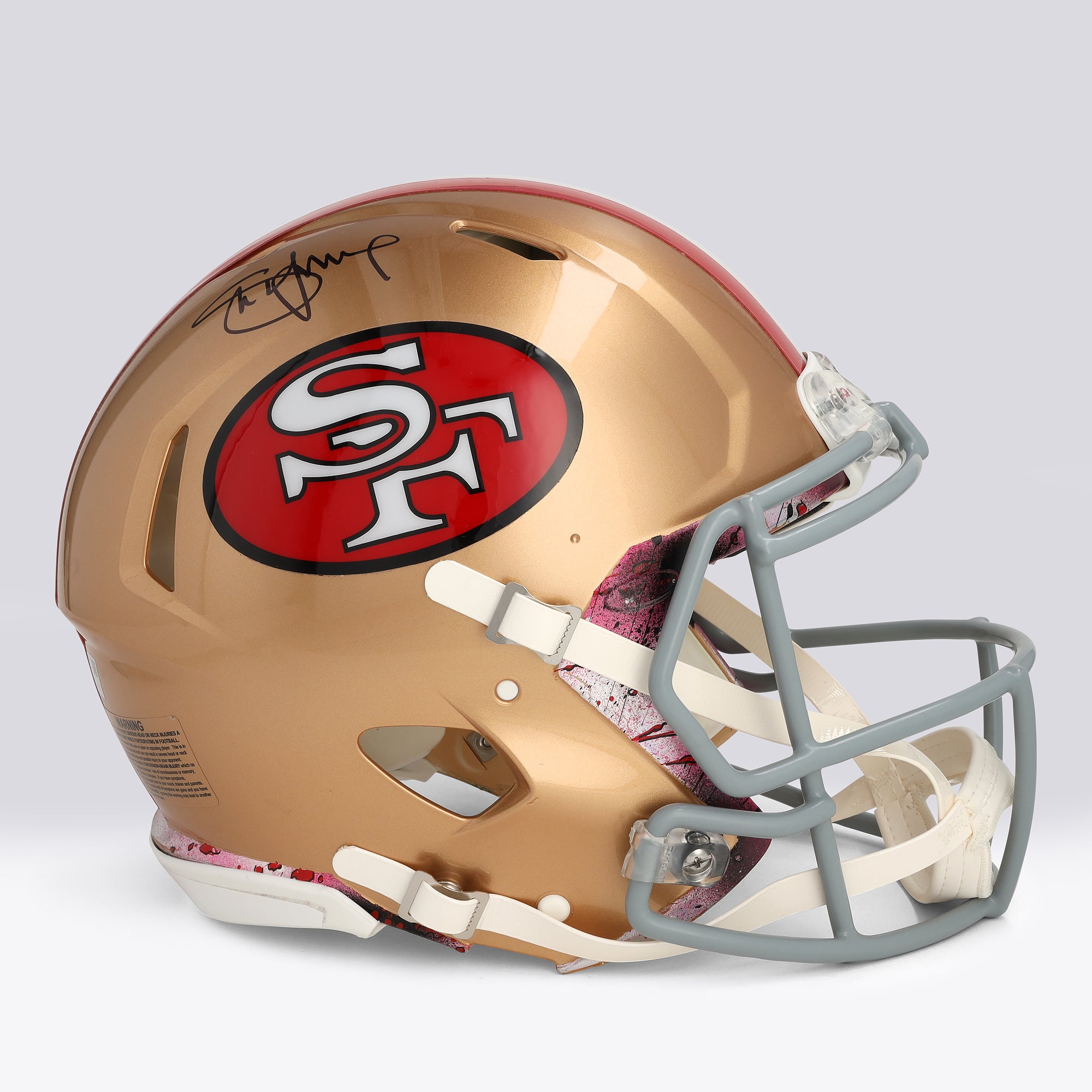 Casque Riddell authentique rétro Speed ​​1964-1995, autographié par Steve Young (San Francisco 49ers) - Illustration de Shawn Voelker - NF70444440