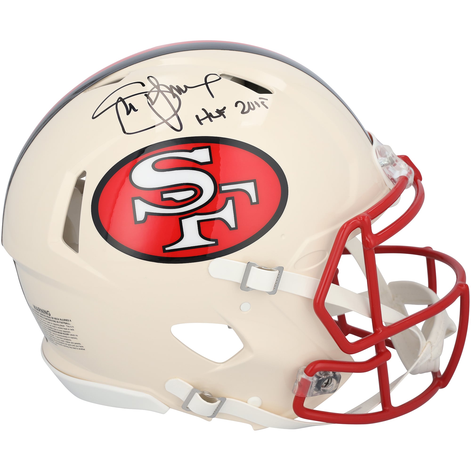 Casque Riddell Retro Speed ​​Authentic autographié par Steve Young des 49ers de San Francisco, avec inscription « HOF 2005 ».