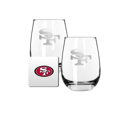 San Francisco 49ers The Memory Company 15oz. Stemless Wine Glass & Coaster Set