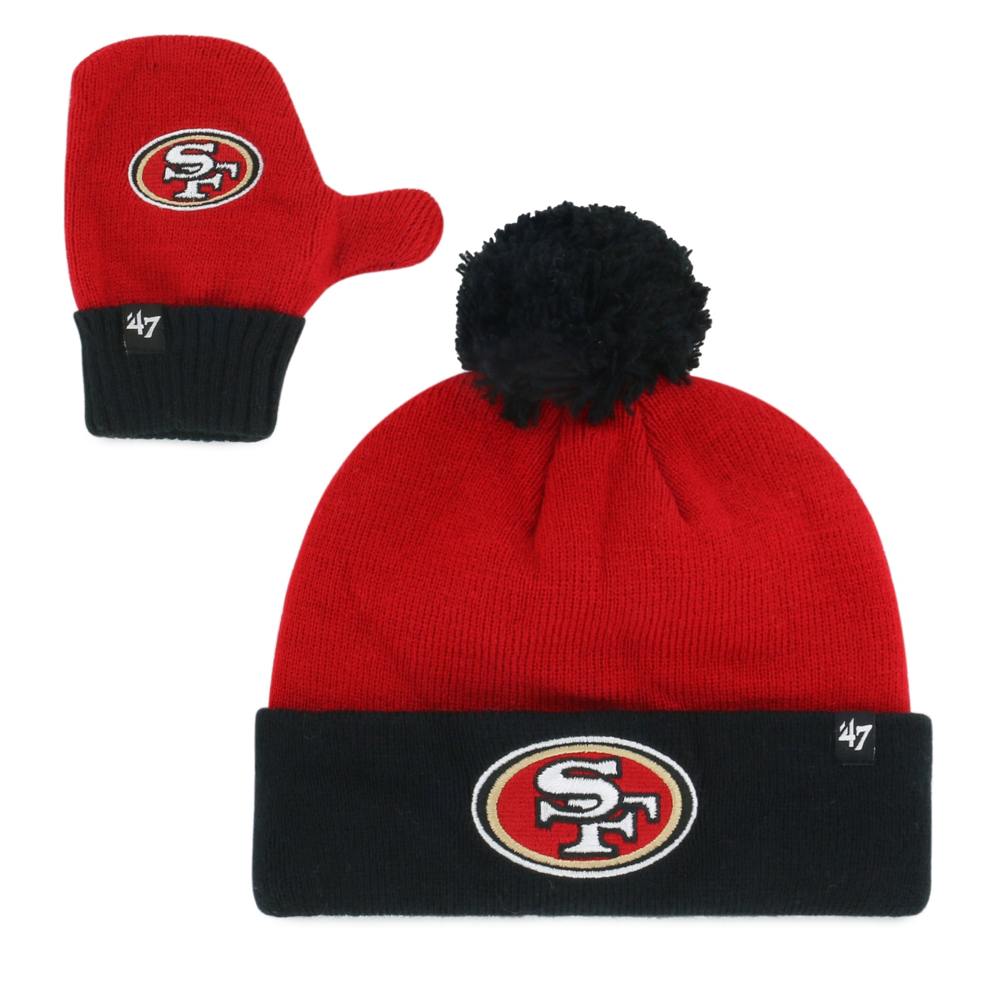 Toddler '47 Scarlet San Francisco 49ers Bam Bam Knit Hat & Mittens Set