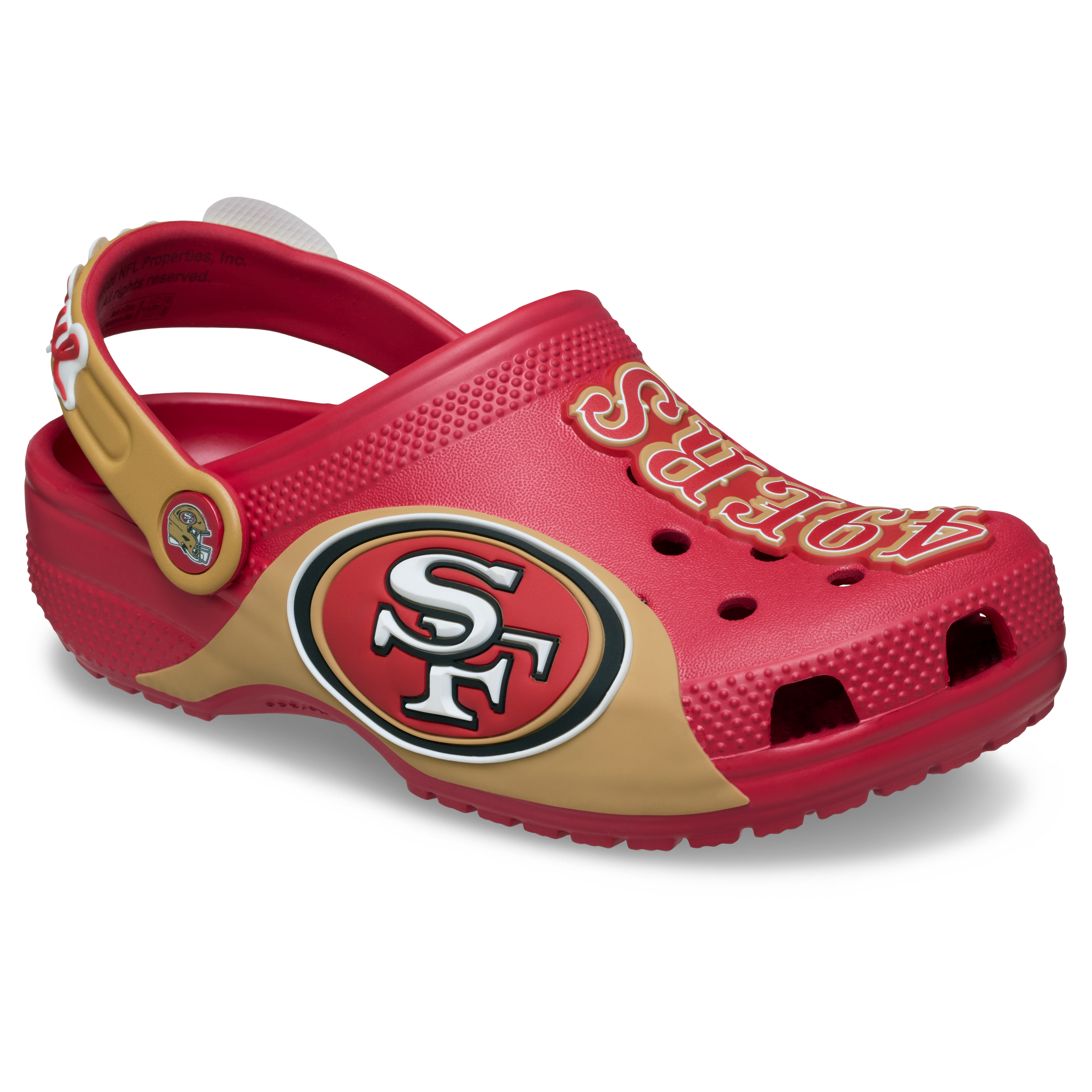 Sabots classiques Crocs Scarlet pour tout-petits, style San Francisco 49ers