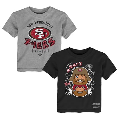  San Francisco 49ers Mitchell & Ness Toddler Two-Pack Sketched Up T-Shirt Set  - Black/Heather Gray