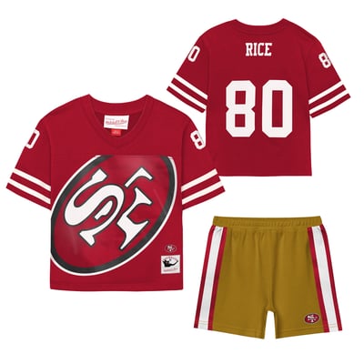 Jerry Rice San Francisco 49ers Mitchell & Ness Toddler Playmaker Short Set - Scarlet