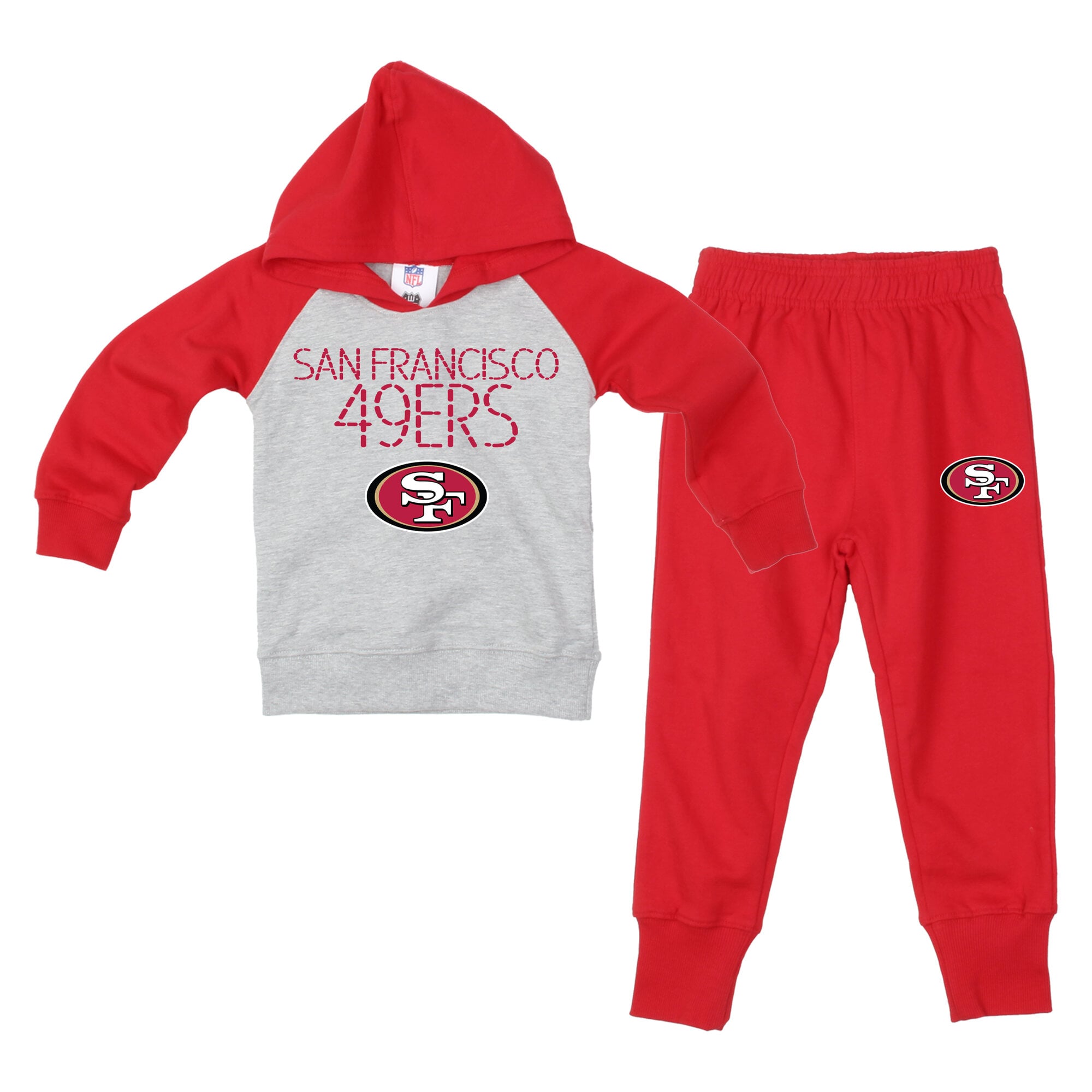 Ensemble sweat à capuche raglan et pantalon de survêtement Wes Willy gris/écarlate des 49ers San Francisco pour tout-petits