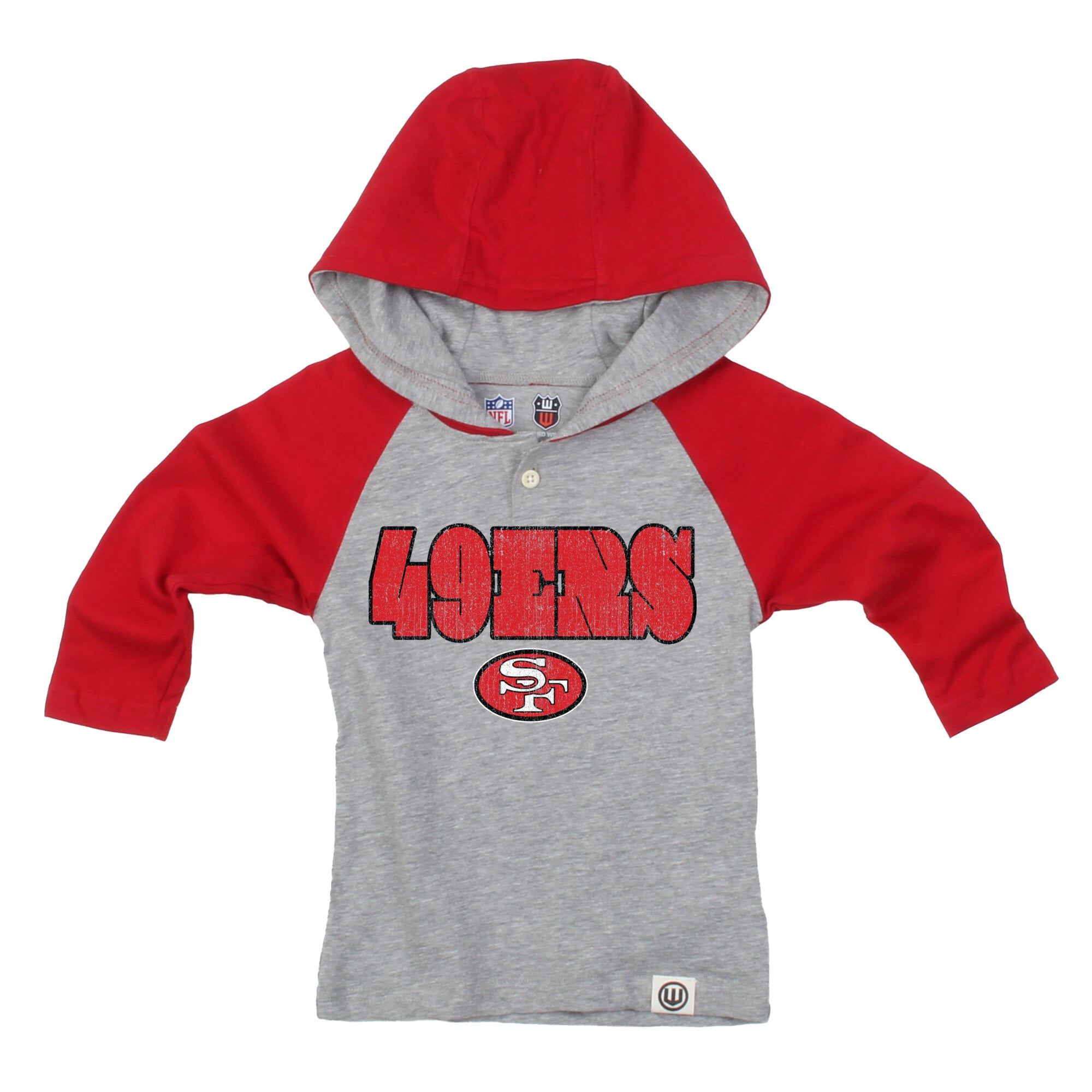 Toddler Wes & Willy Heather Gray/Scarlet San Francisco 49ers Henley Hoodie Sweatpants Set