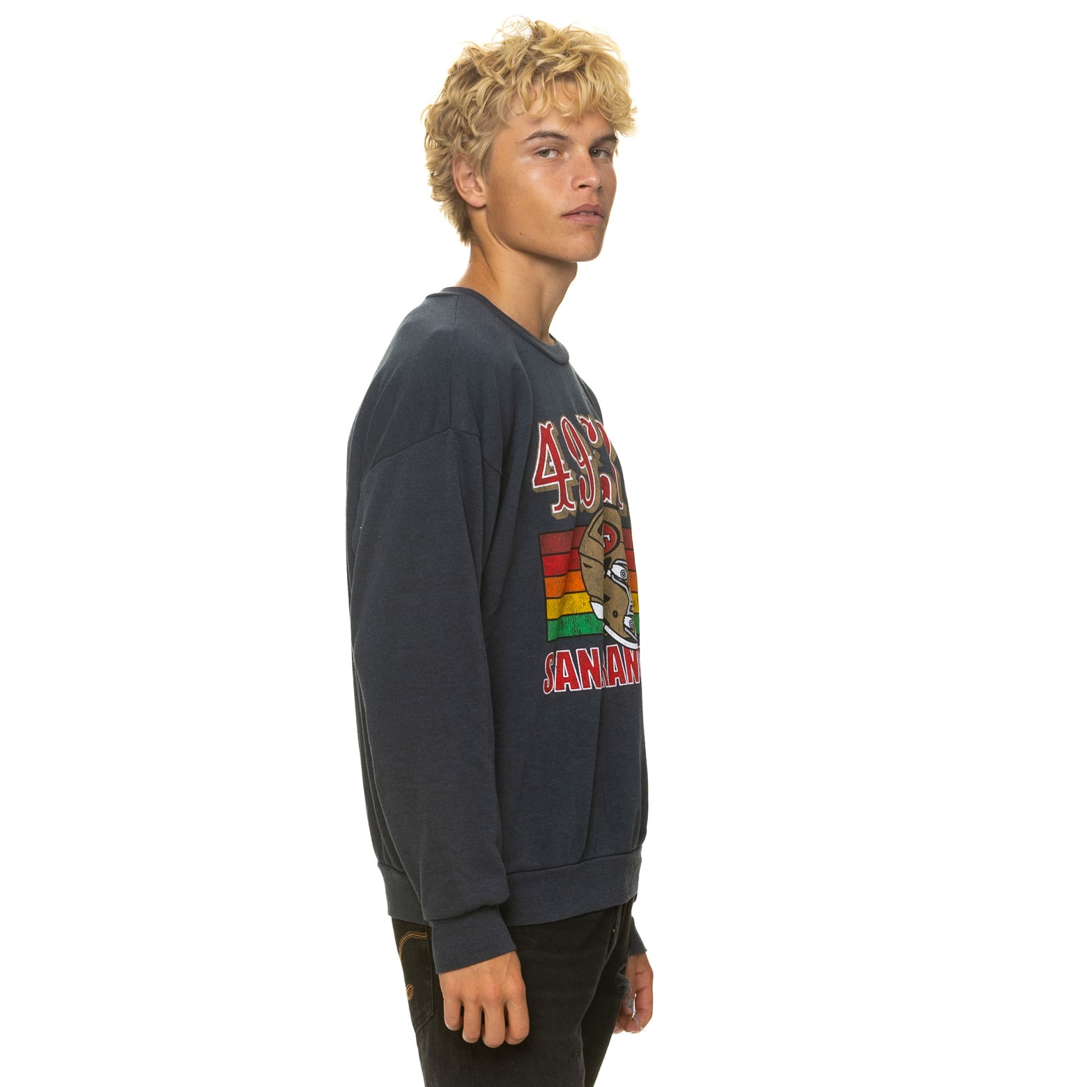 Sweat-shirt unisexe Aviator Nation gris anthracite San Francisco 49ers, coupe décontractée, en mélange de trois matières.