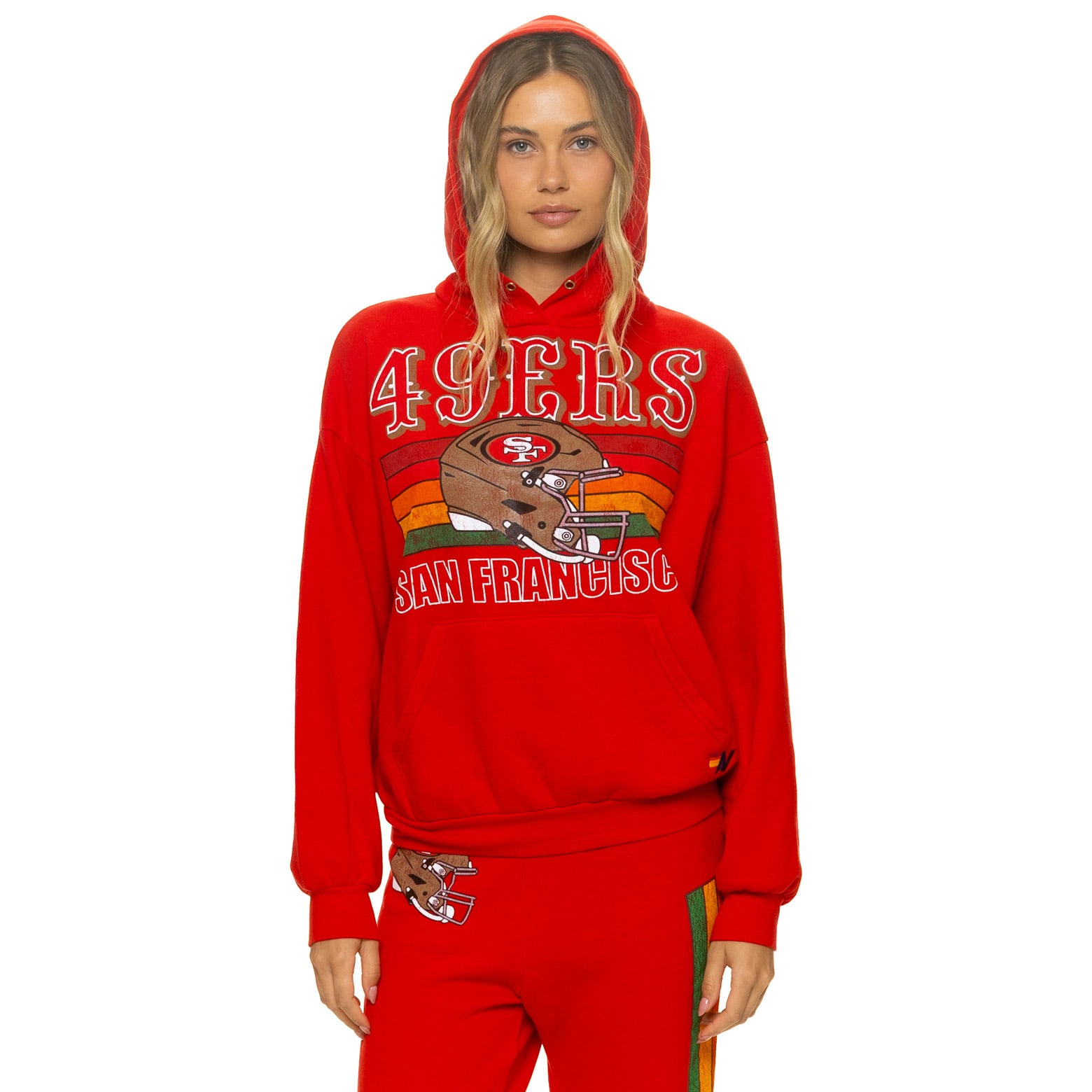 Sweat à capuche unisexe Aviator Nation Scarlet San Francisco 49ers en mélange de trois matières.