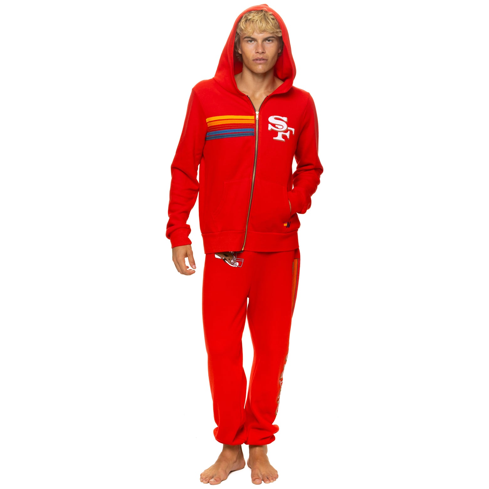 Sweat à capuche unisexe Aviator Nation Scarlet San Francisco 49ers en mélange de trois matières, fermeture éclair intégrale
