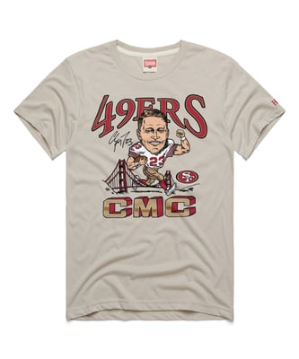 Christian McCaffrey San Francisco 49ers Homage Unisex Caricature Player Graphic Tri-Blend T-Shirt - Stone