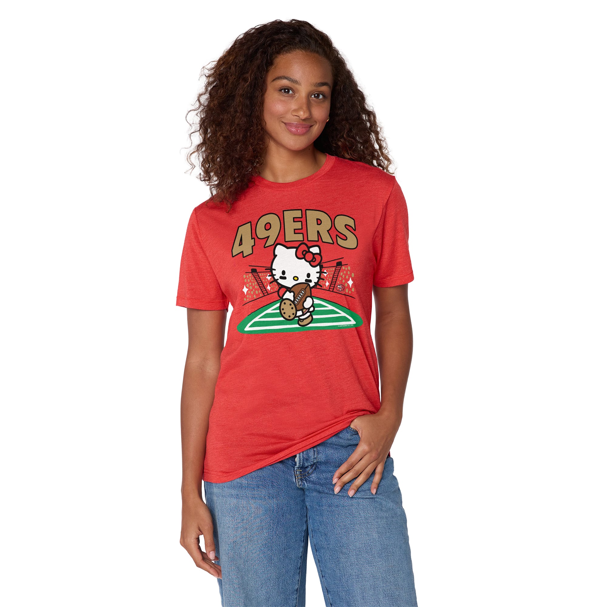 T-shirt unisexe Hommage Scarlet San Francisco 49ers x Hello Kitty en mélange de trois matières